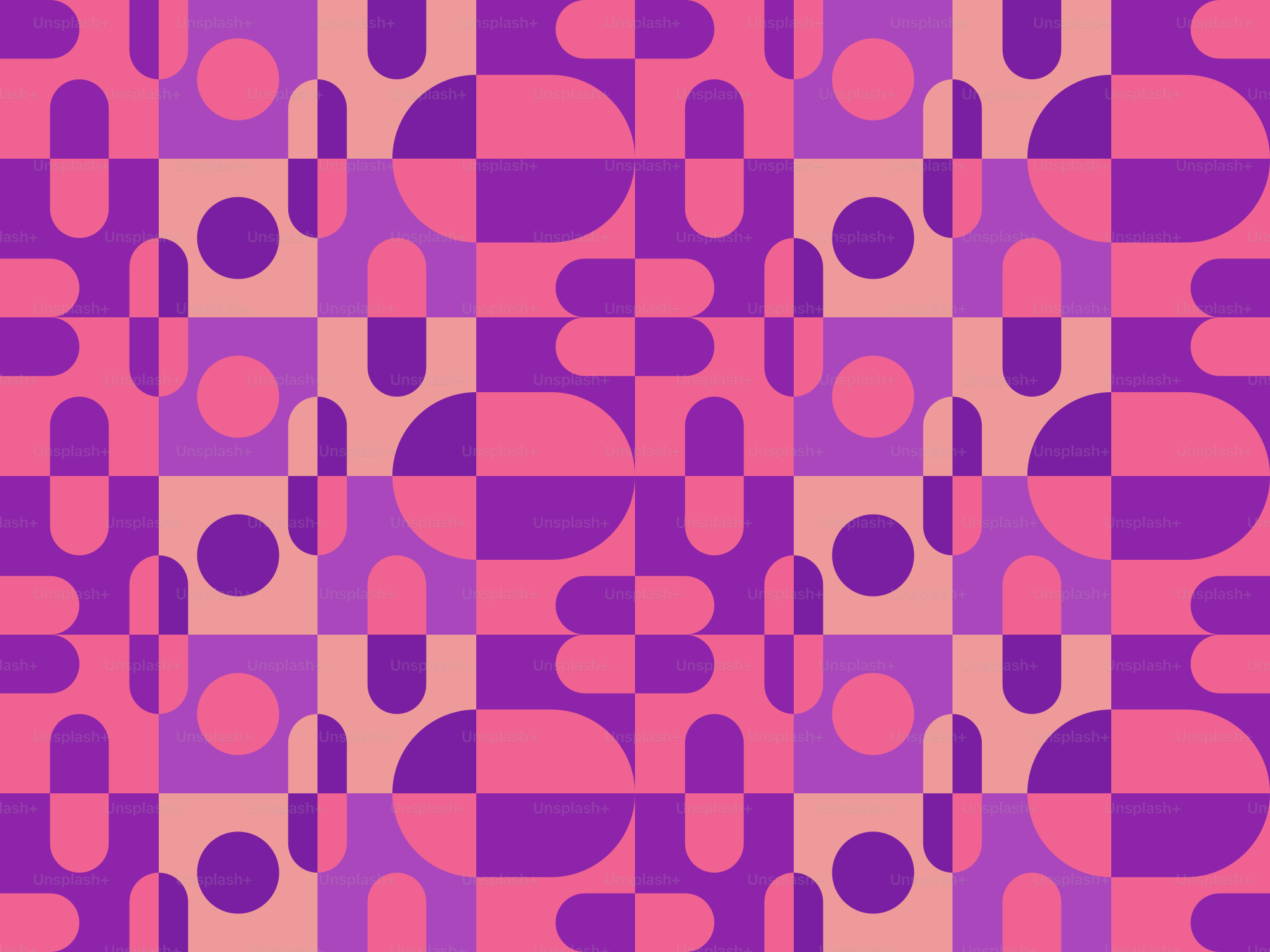 Un patrón morado y rosa con círculos