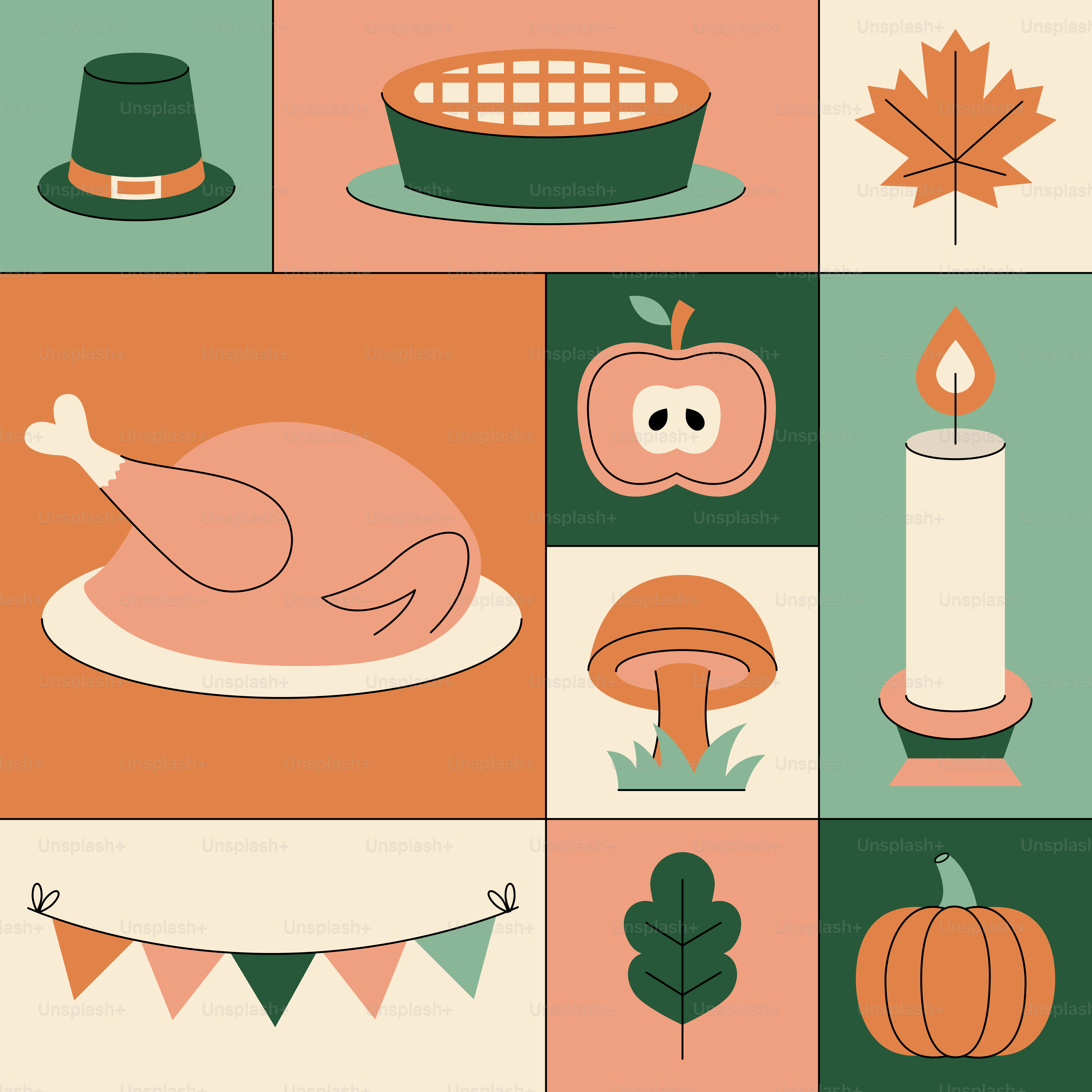 A thanksgiving card with a turkey and a candle