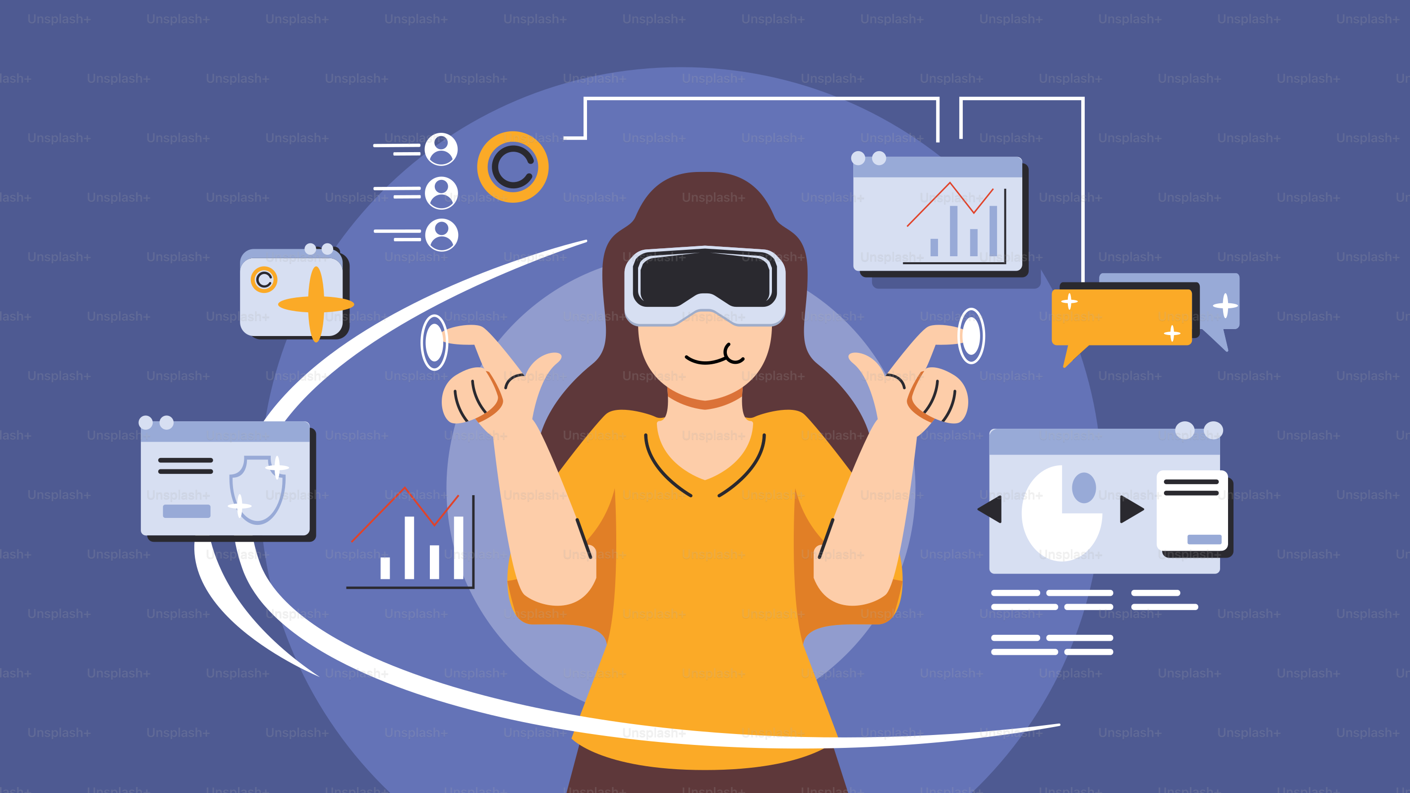 Seorang wanita mengenakan headset realitas virtual