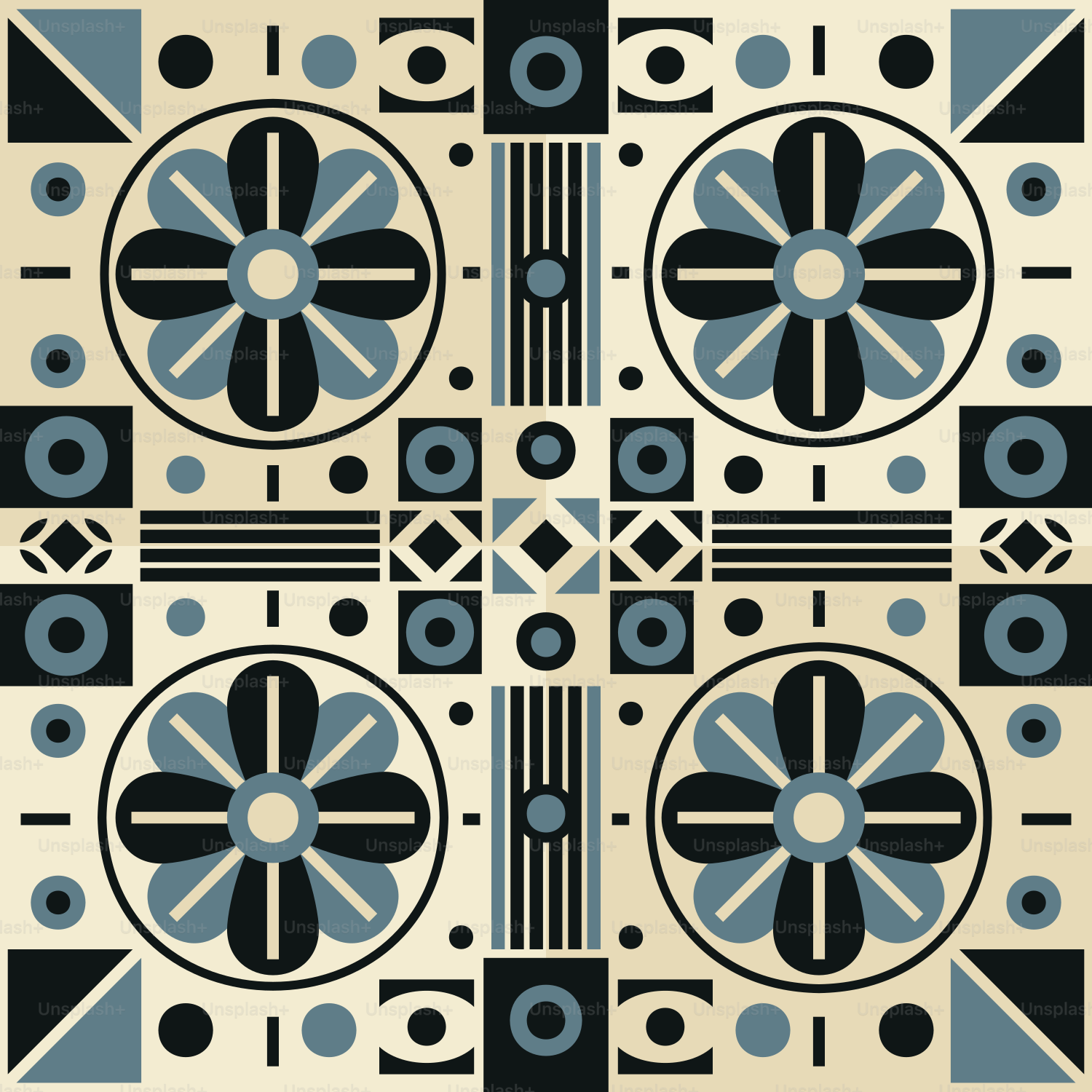 Ein blau-schwarzes Muster auf weißem Hintergrund