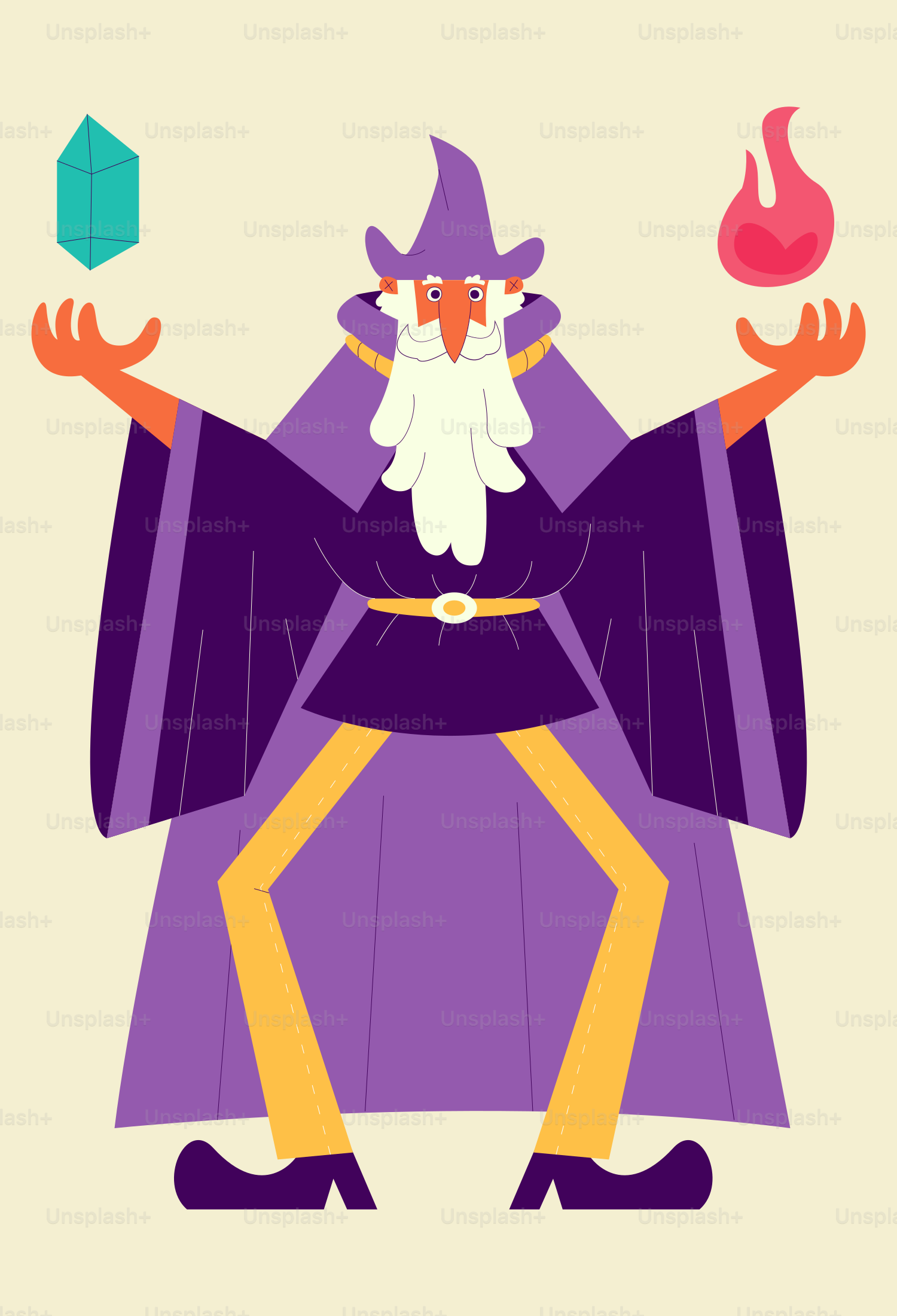 A wizard with a purple robe and a red hat vector – Wallpaper Image on ...