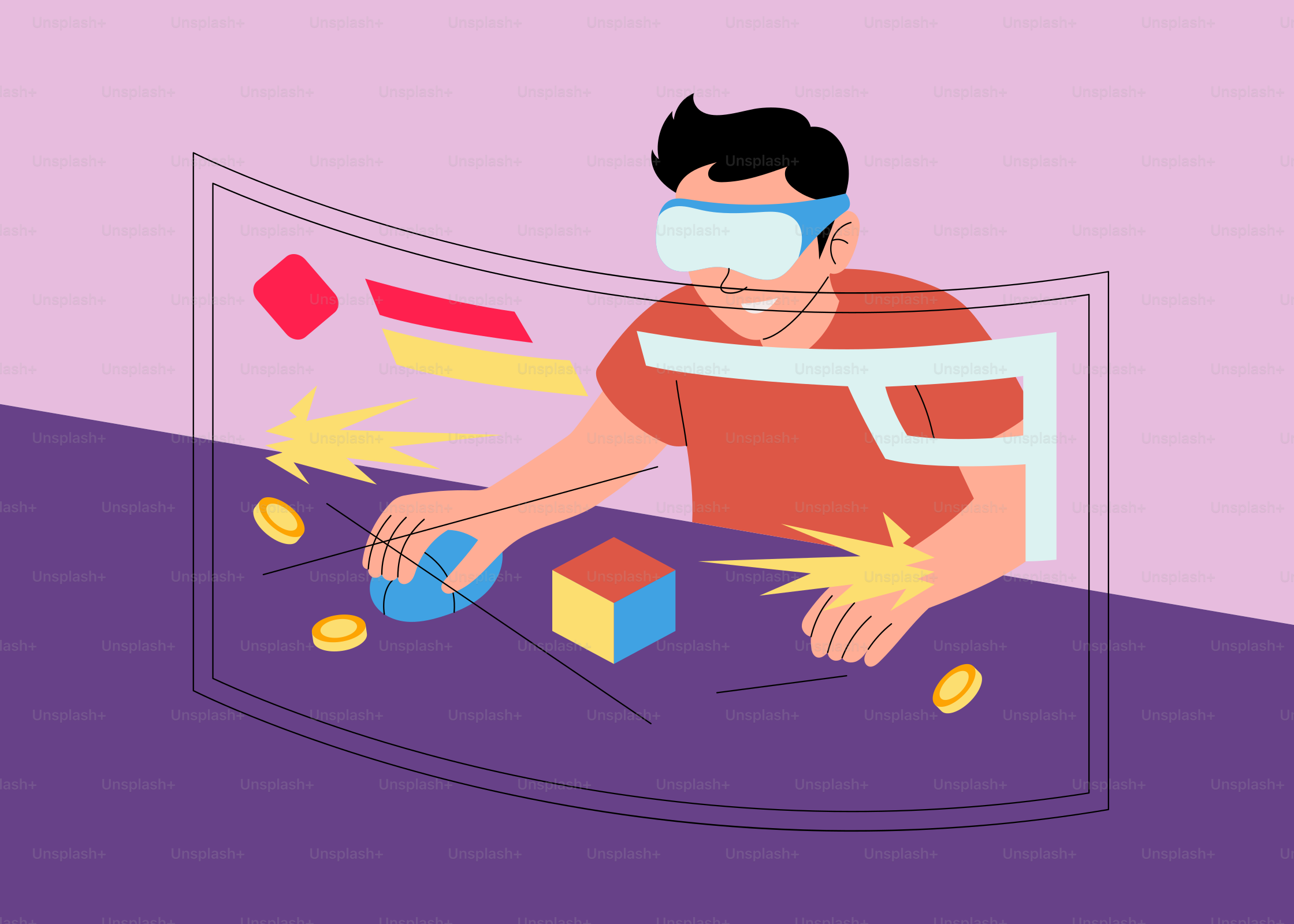 A man in a blindfold is playing with toys