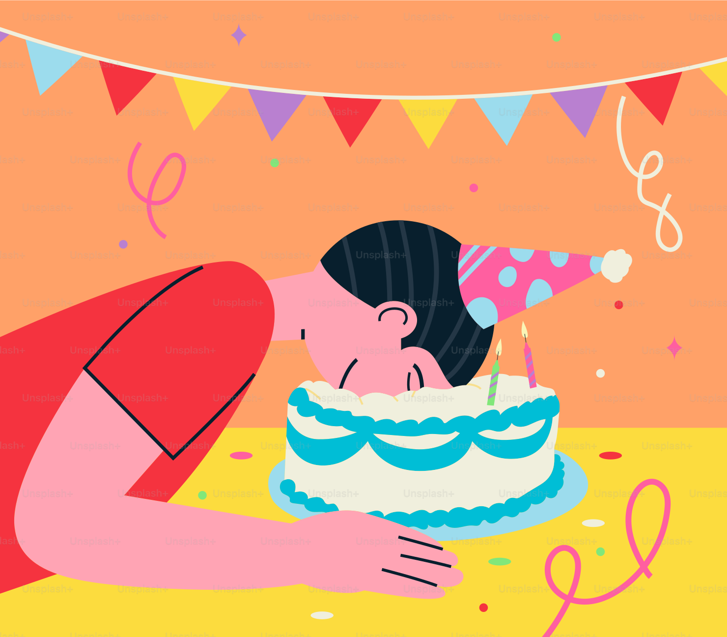 A woman blowing out candles on a birthday cake