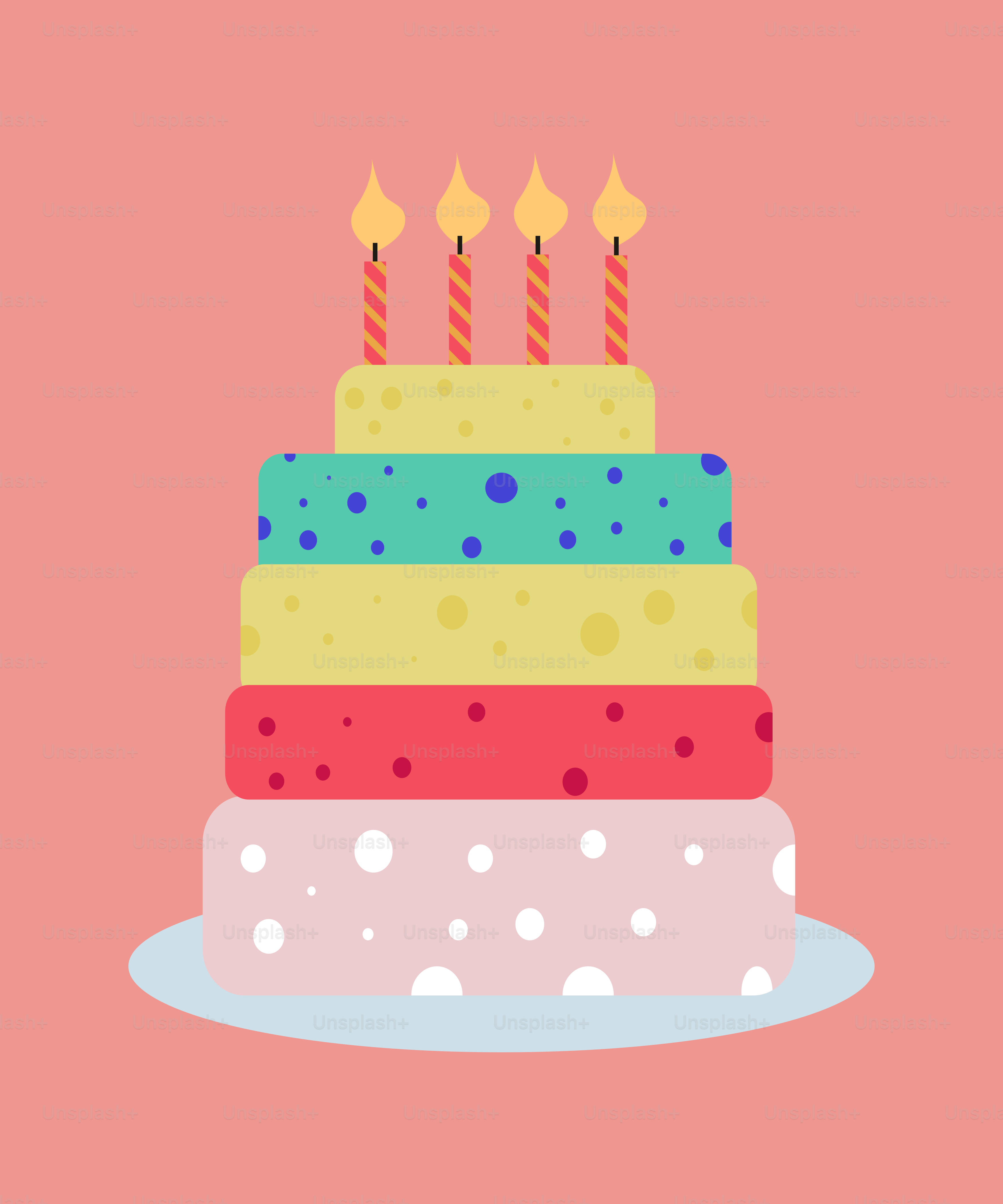 Kue ulang tahun dengan lilin di atasnya