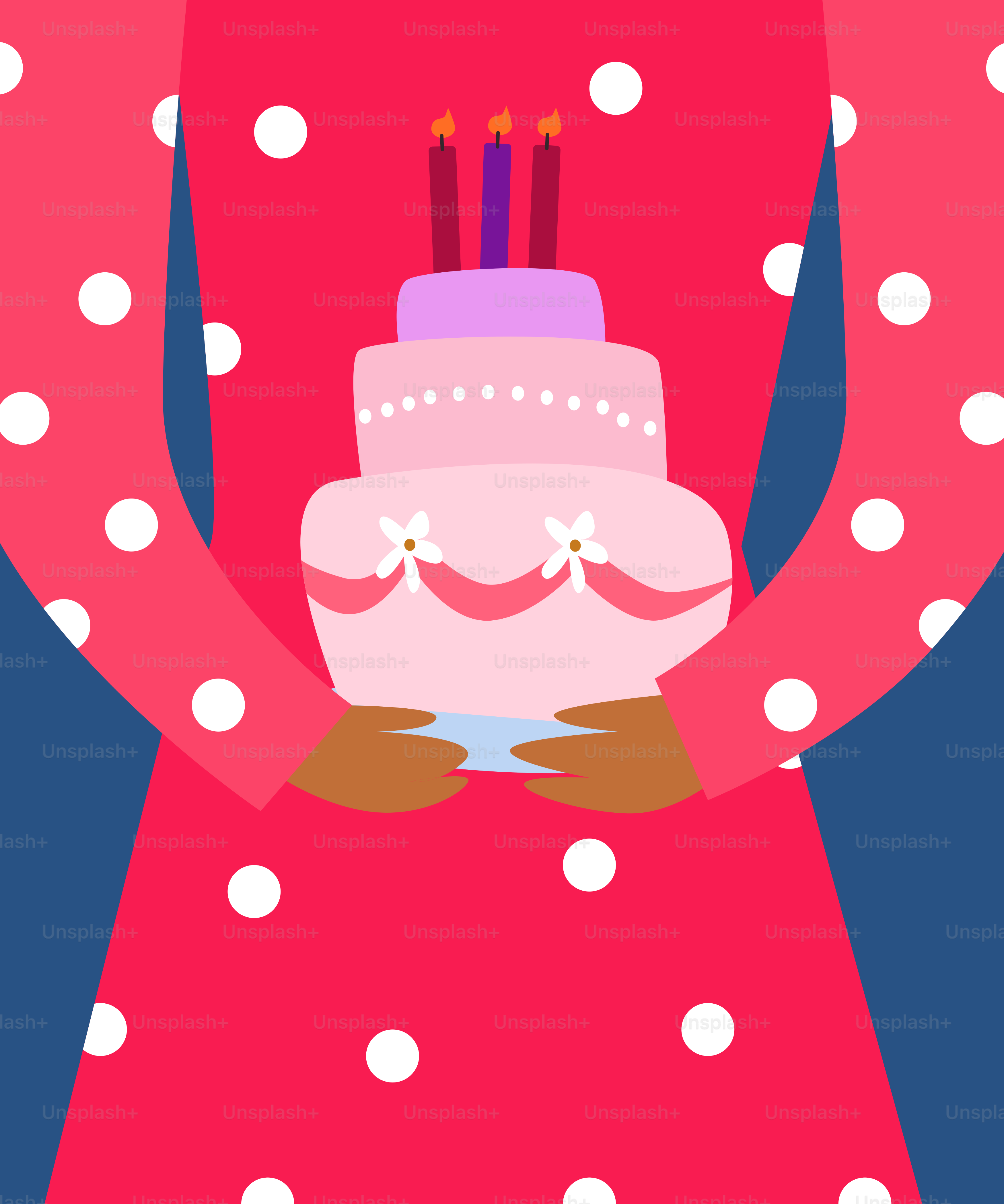 Une femme en robe rose tenant un gâteau rose et blanc