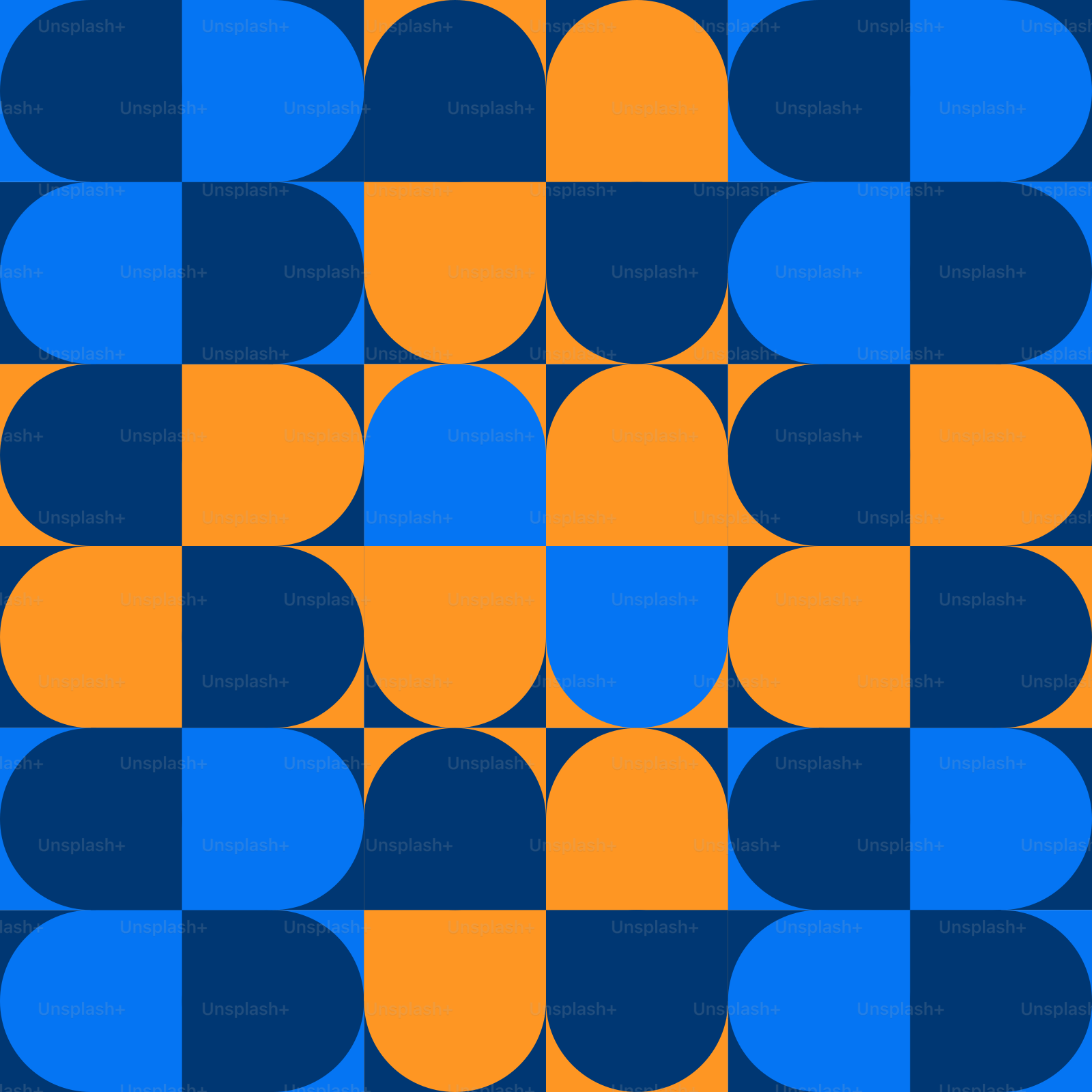 A blue and orange pattern with circles