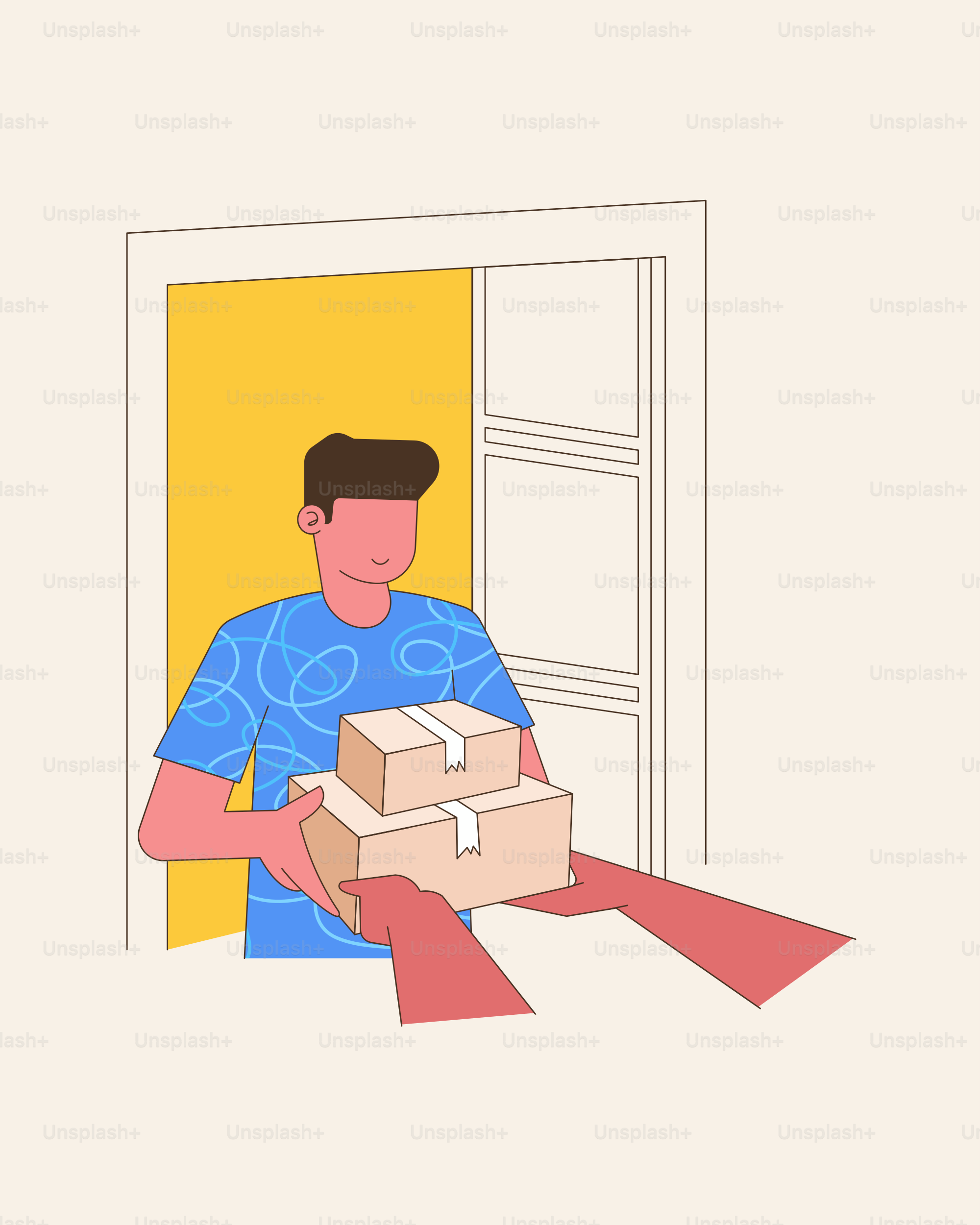 A man holding a box in front of an open door