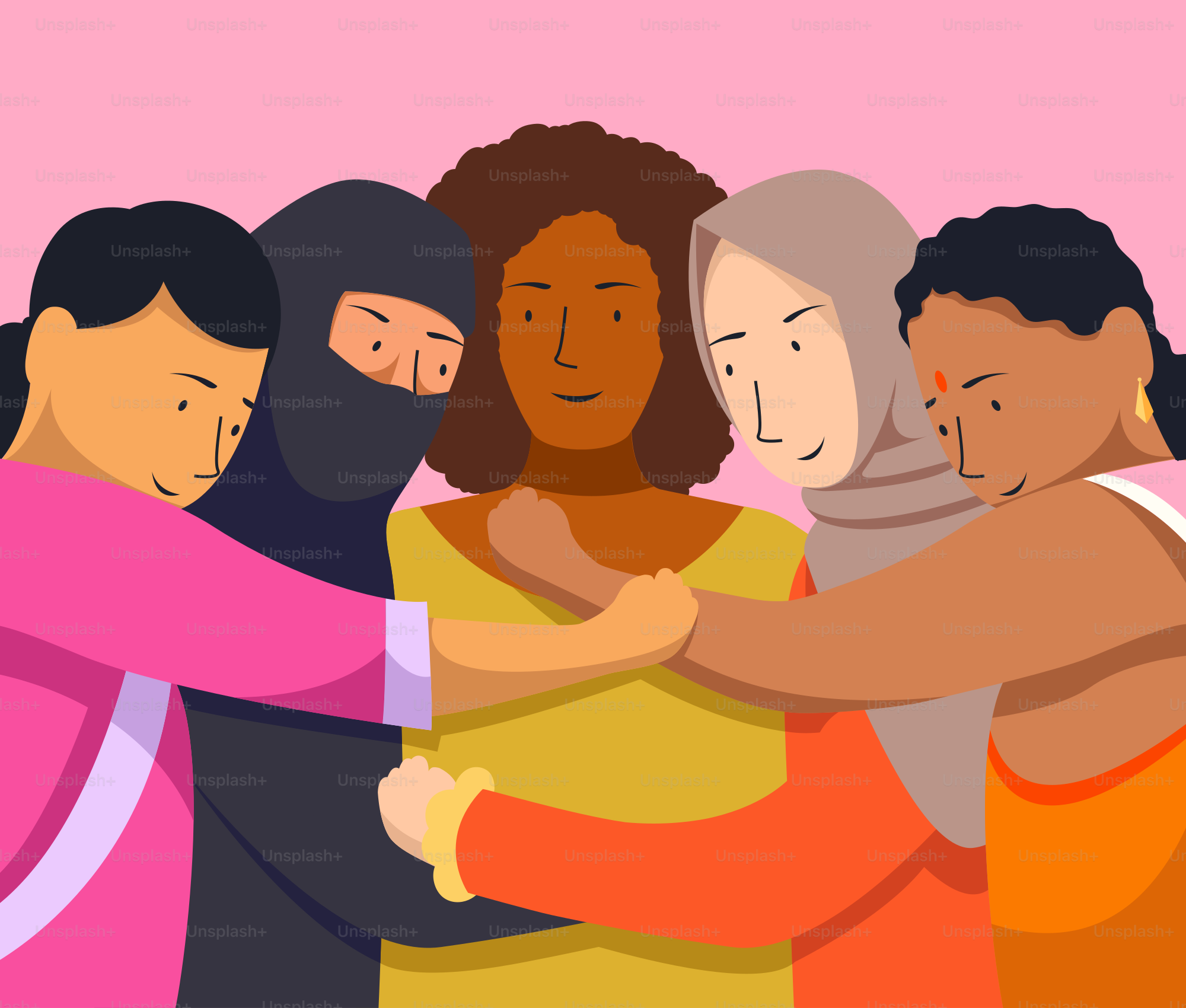 A group of people hugging each other