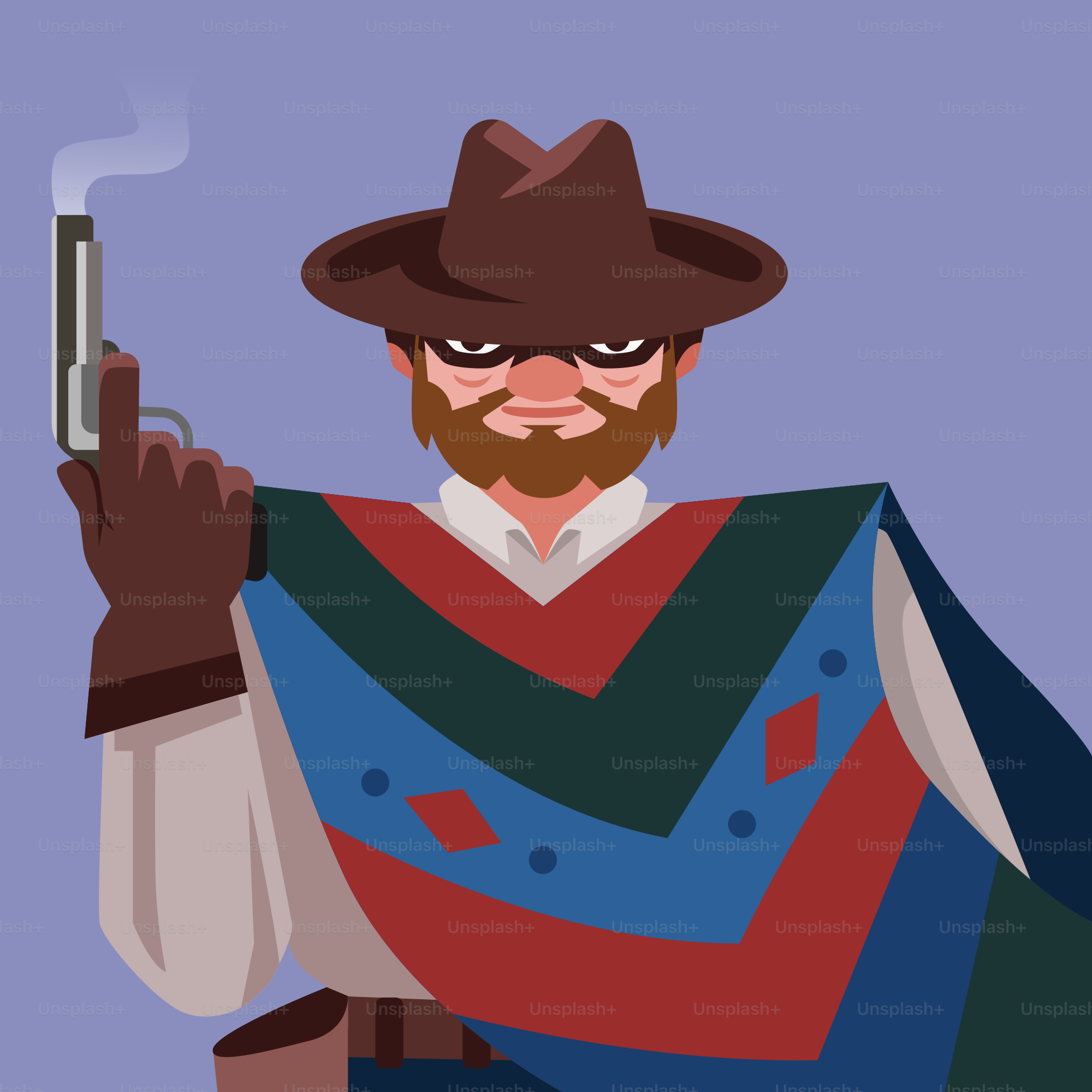 A cartoon character holding a gun and smoking a cigarette