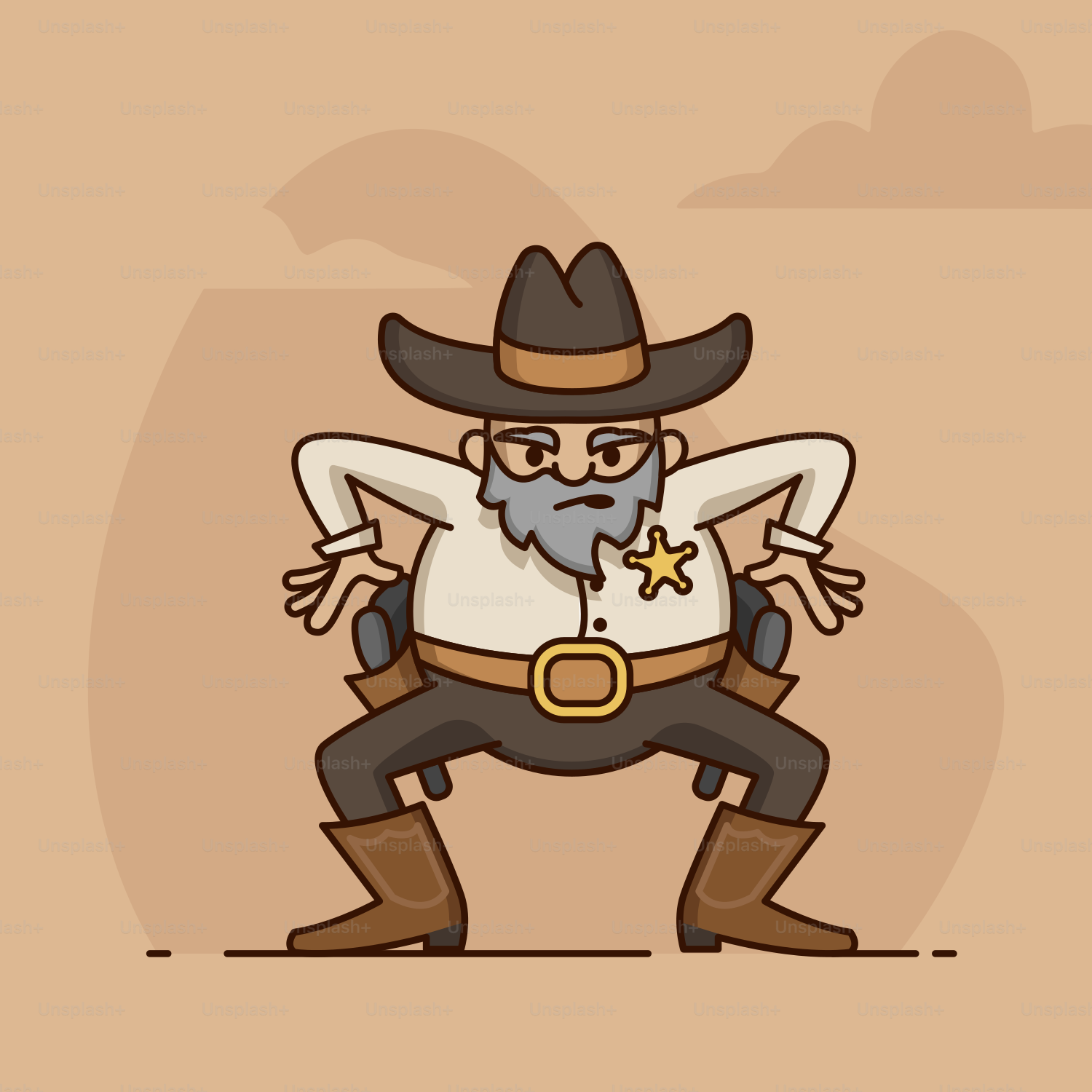 A drawing of a man in a cowboy outfit