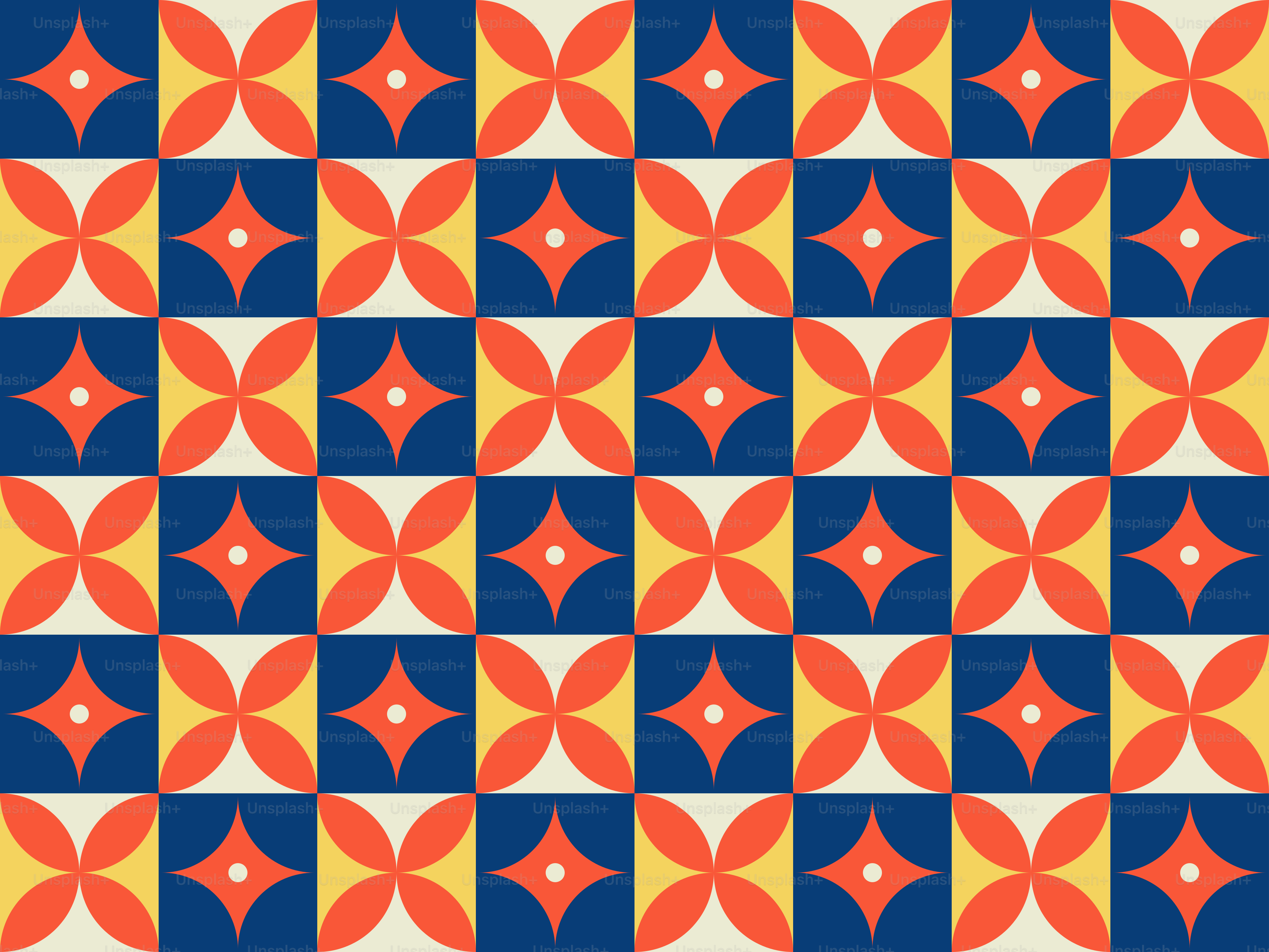 Un estampado naranja y azul con fondo blanco