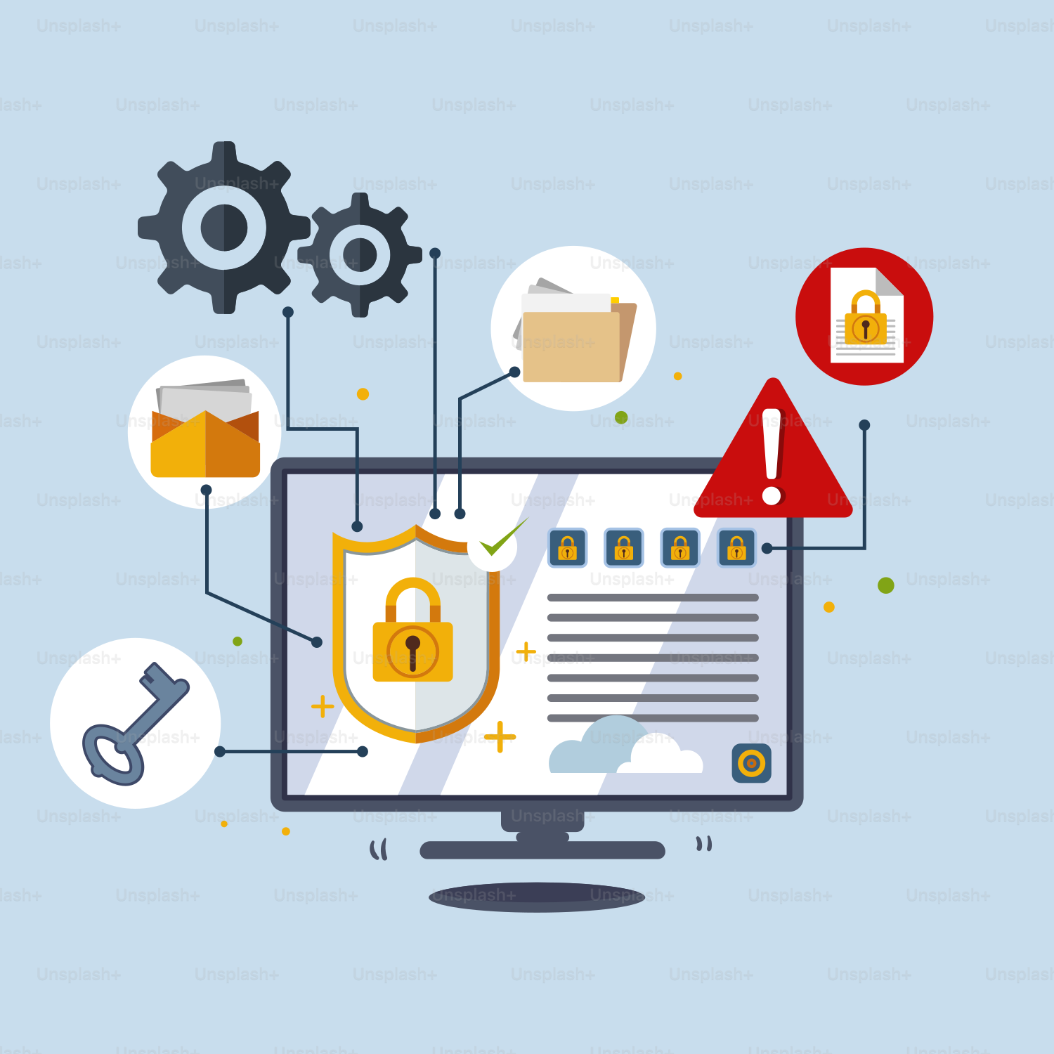 A computer screen with a lock on it