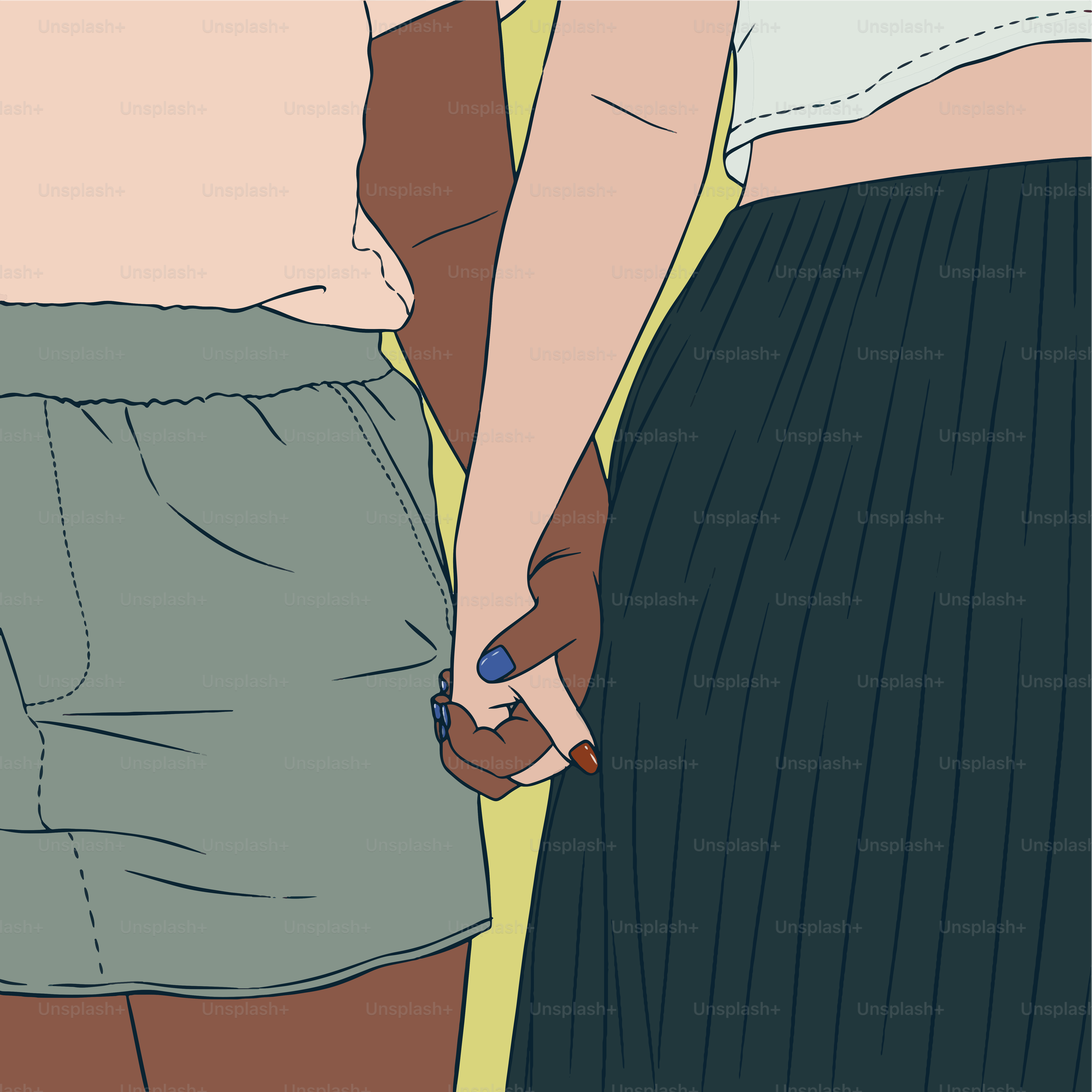 二人が手をつないで隣に立っている