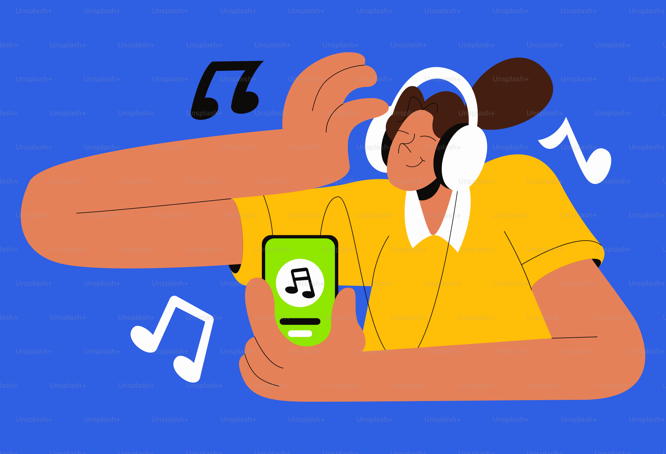 Una persona escuchando música con auriculares puestos