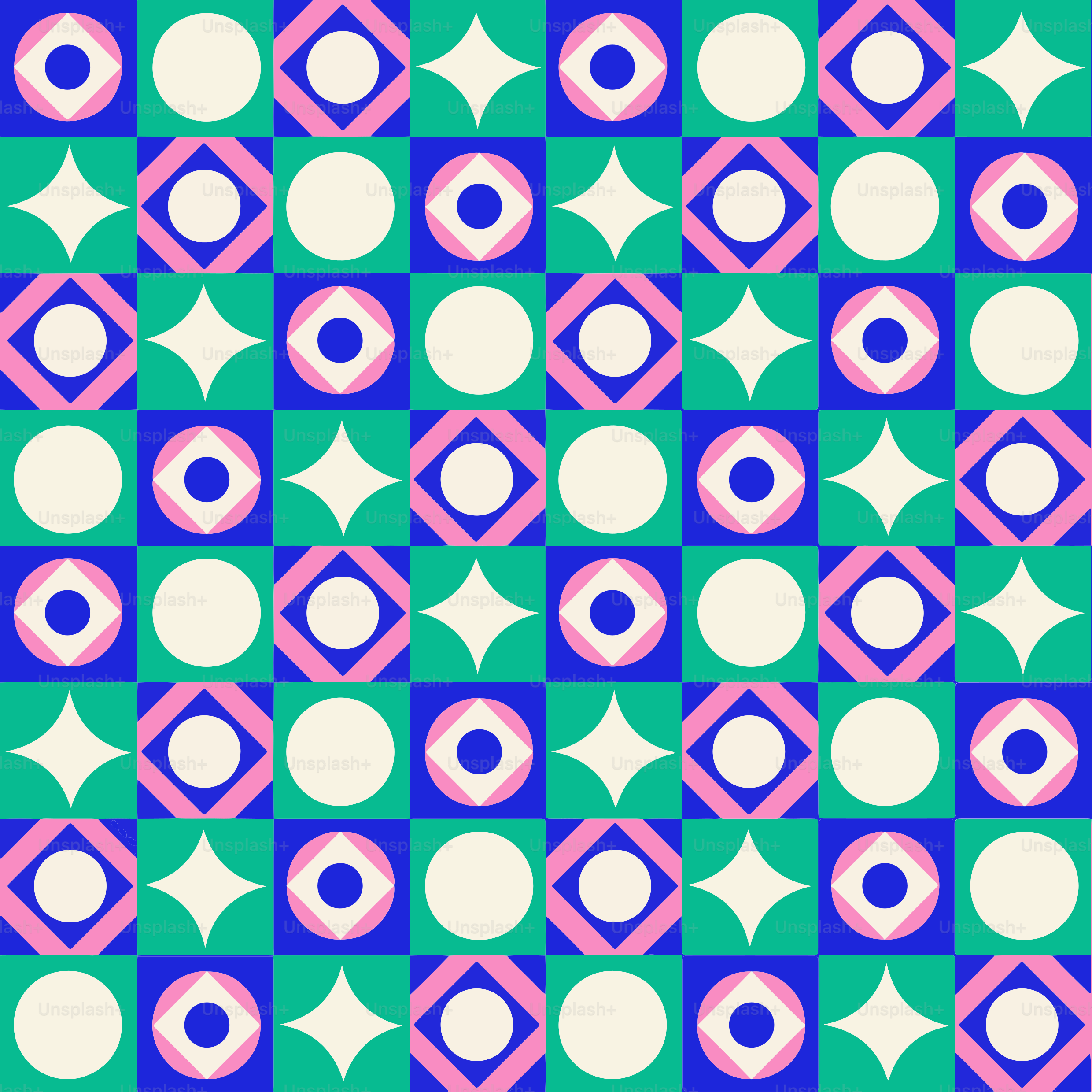 A blue and pink pattern with circles