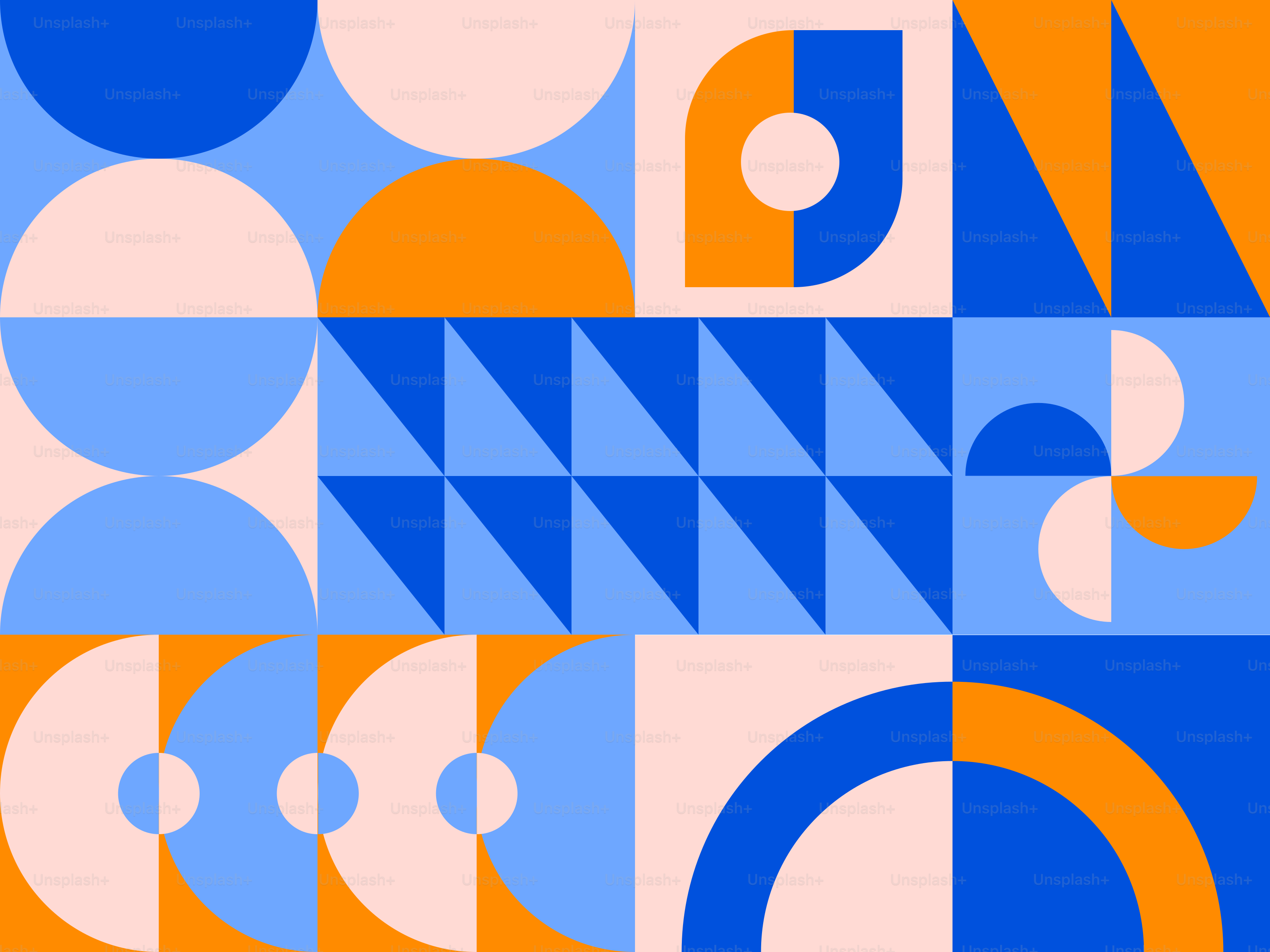 A blue, orange and white abstract design