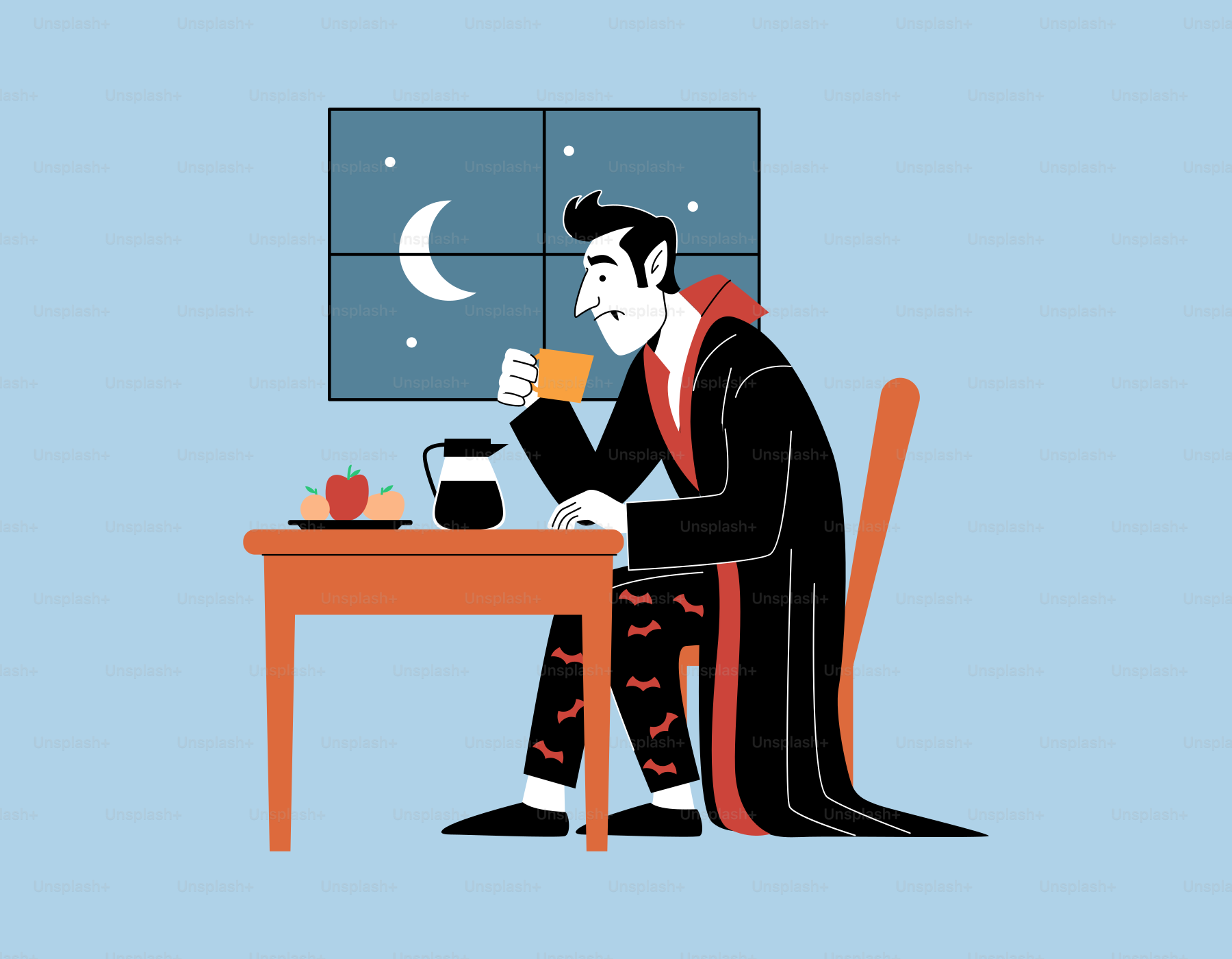 Un homme assis à une table avec une tasse de café