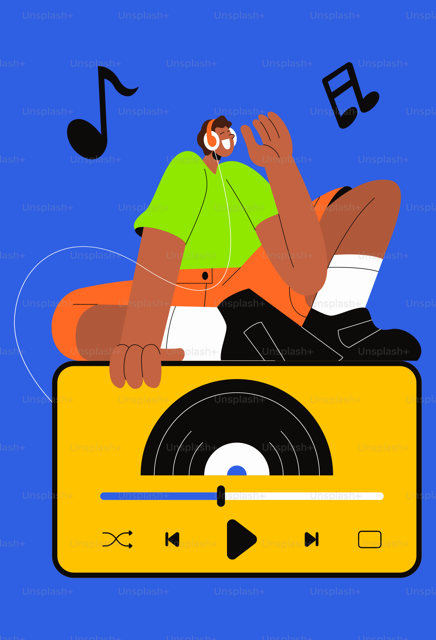 Un hombre sentado encima de un tocadiscos