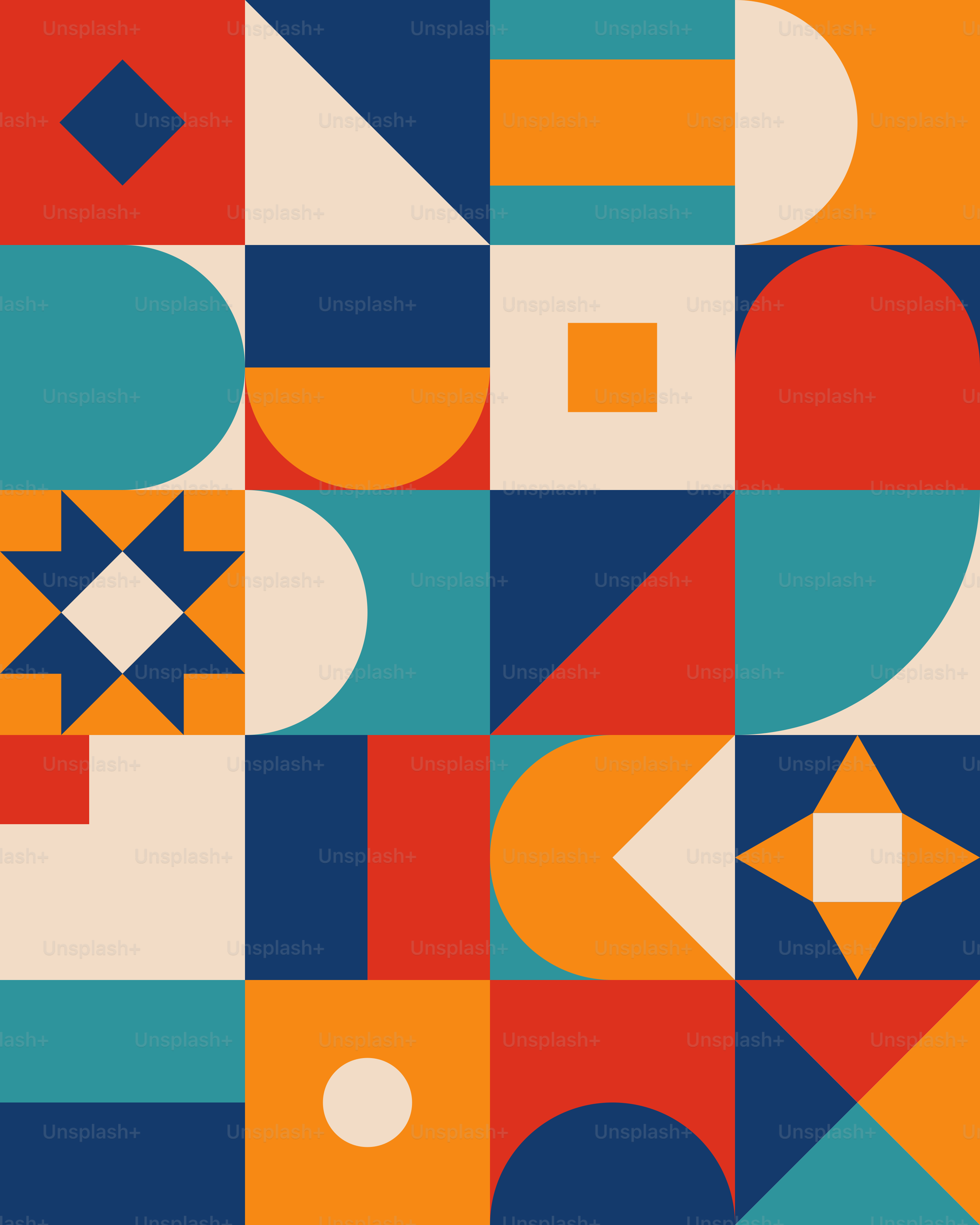 A colorful pattern with different shapes and colors