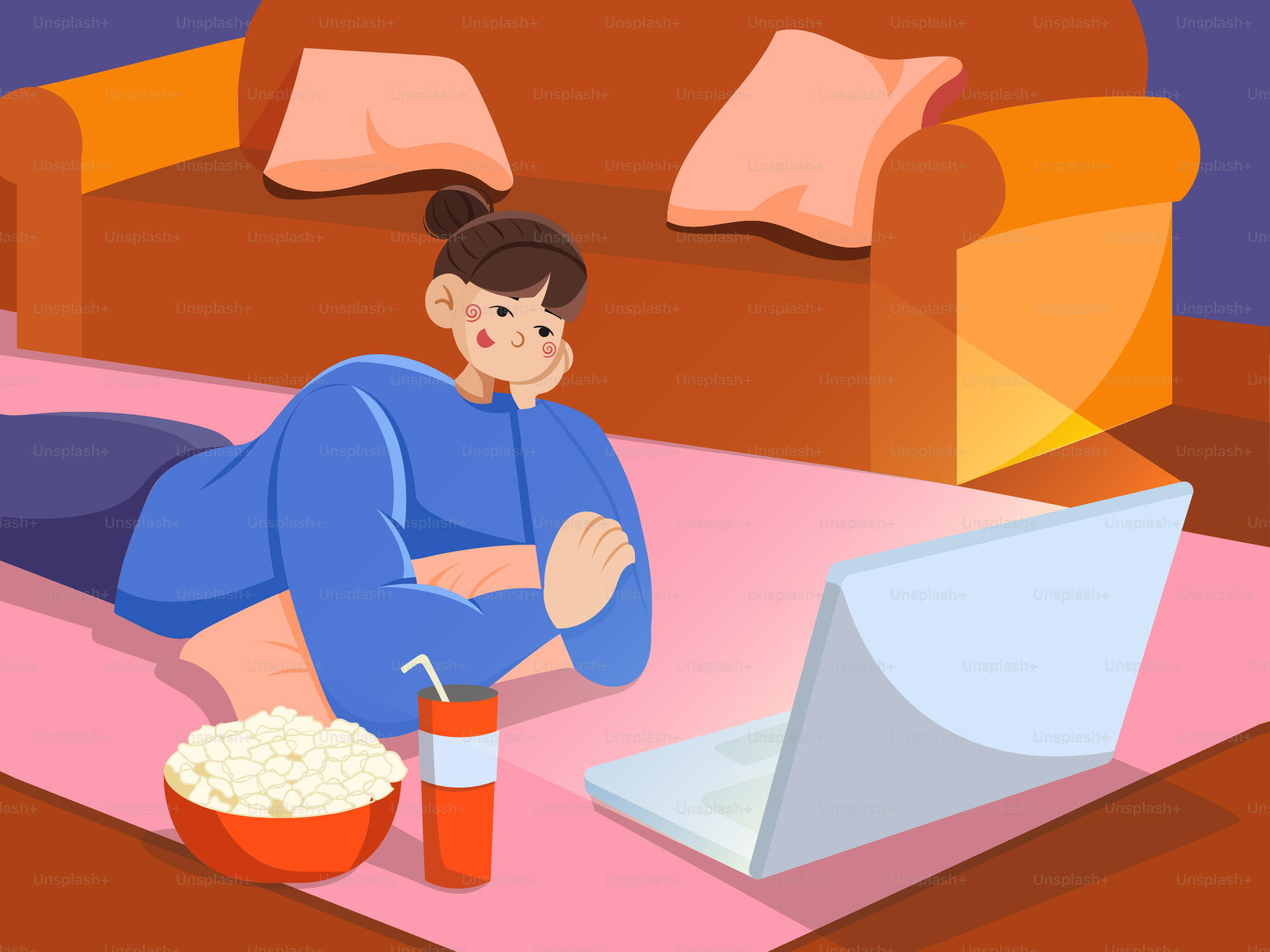 A person laying on a bed with a laptop