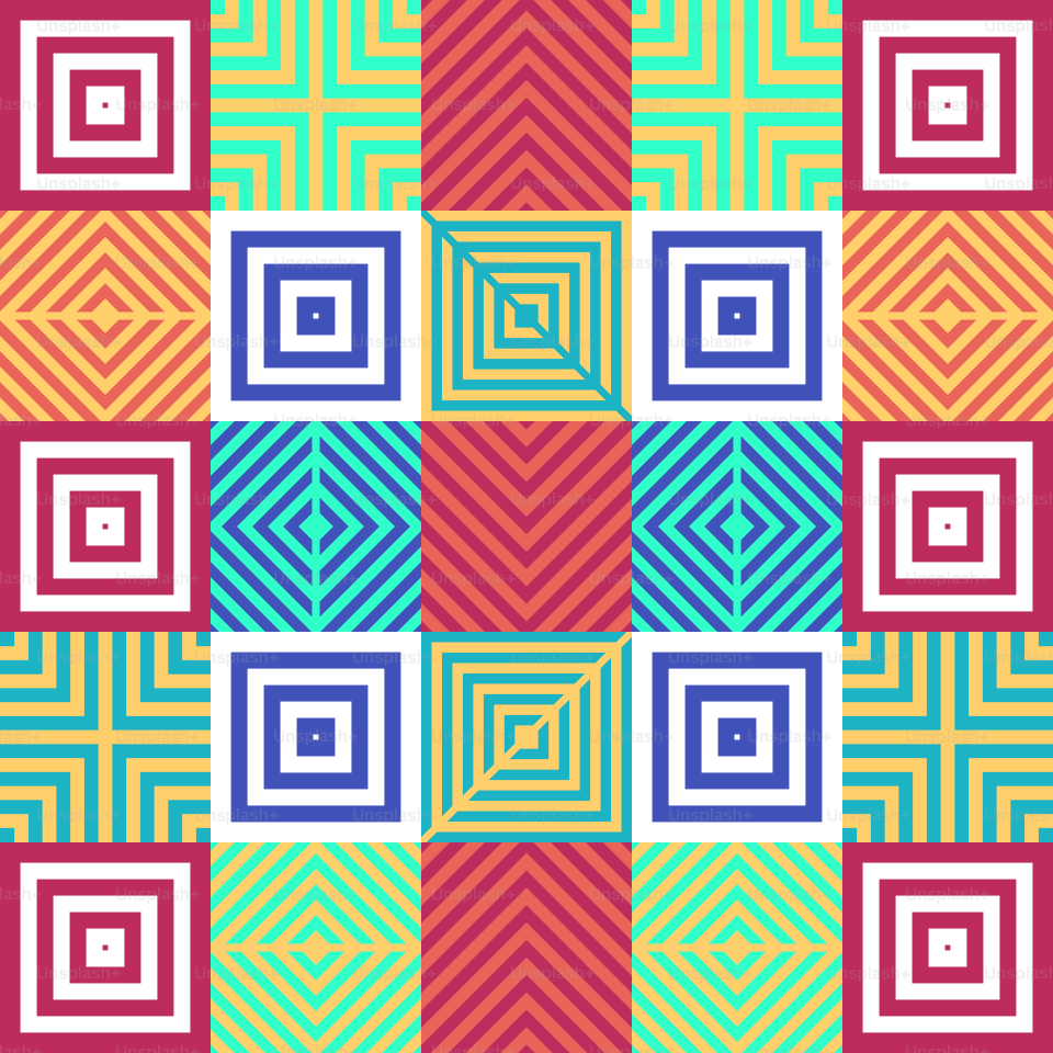 A colorful pattern with squares and squares