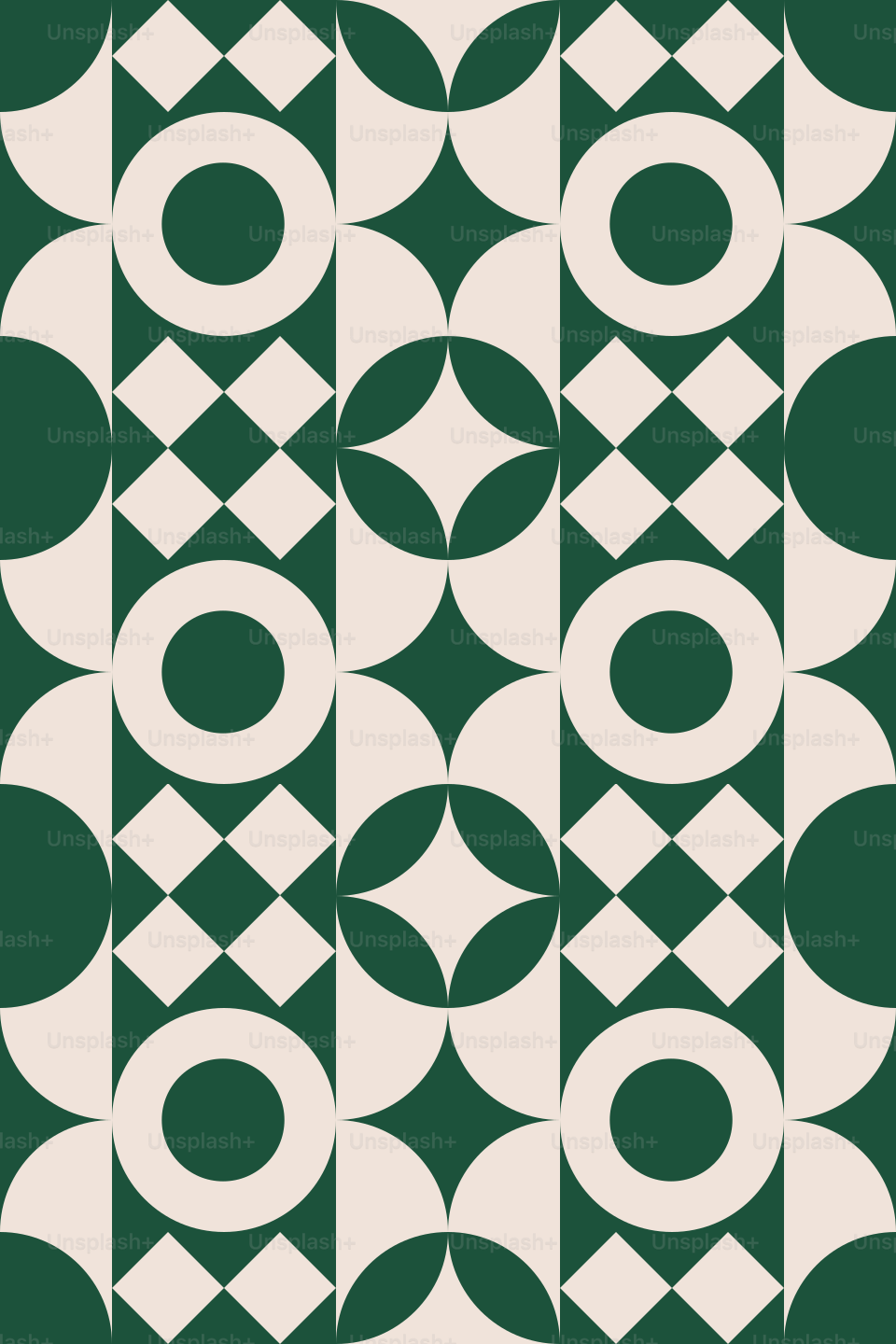 Un motivo verde e bianco con cerchi