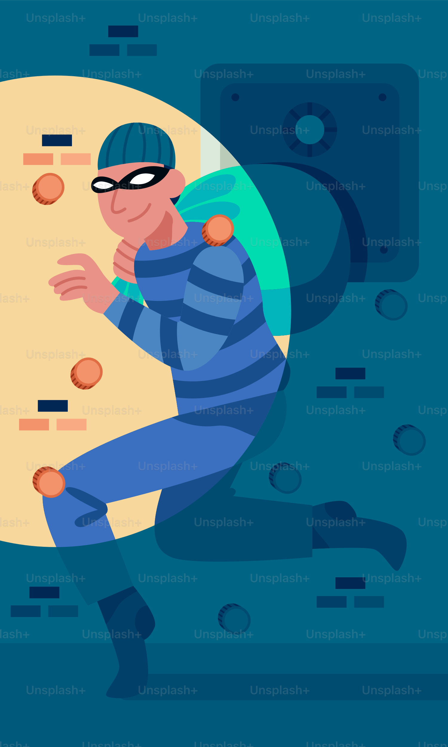 Un homme en costume rayé bleu et blanc courant