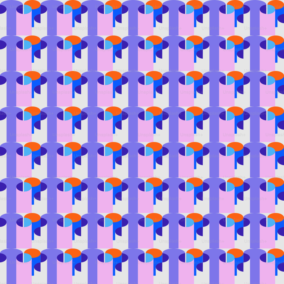 Un motivo di fiori arancioni e blu su sfondo rosa