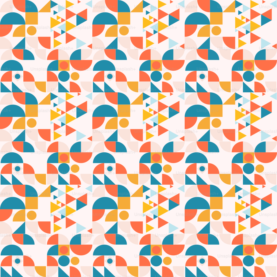 Um padrão geométrico colorido com fundo branco