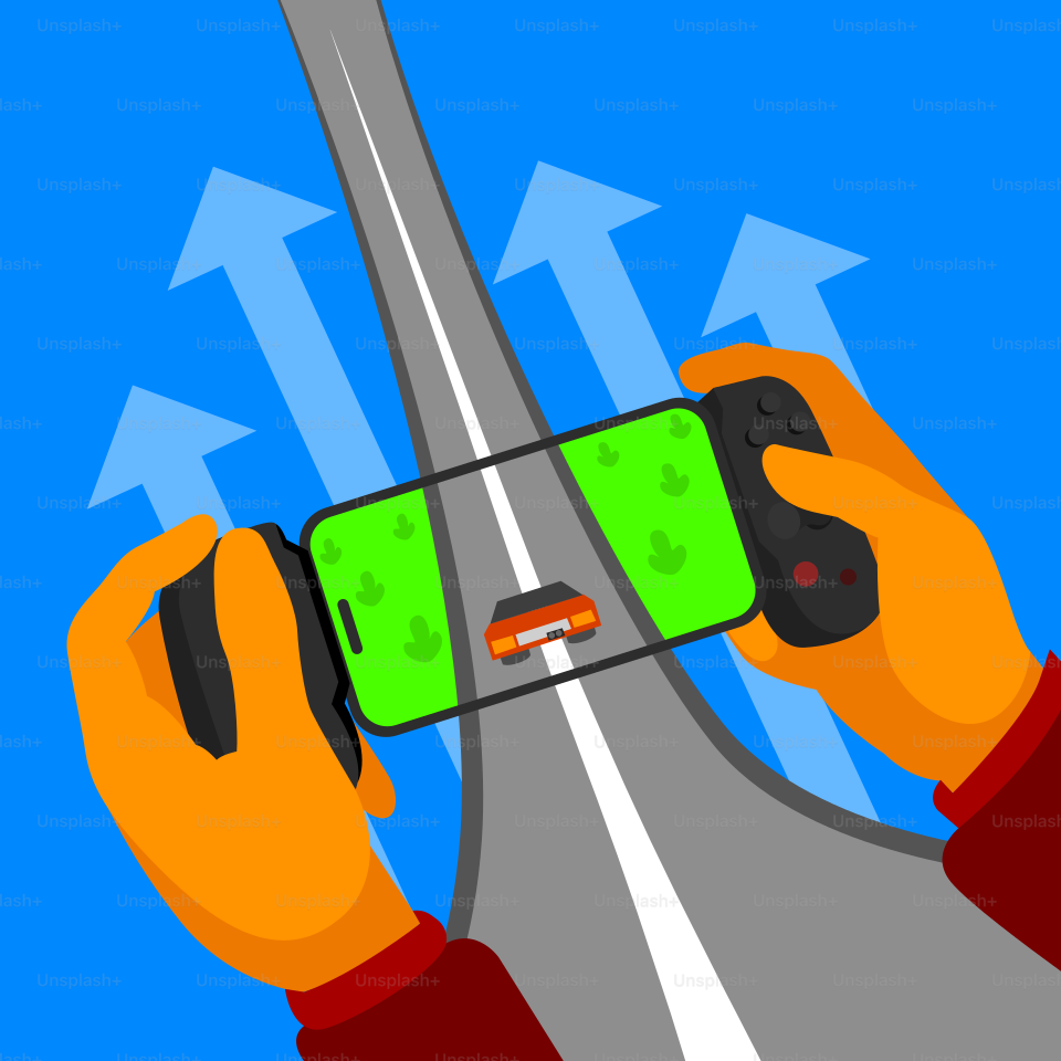 Una persona tomando una foto de una carretera con un teléfono celular