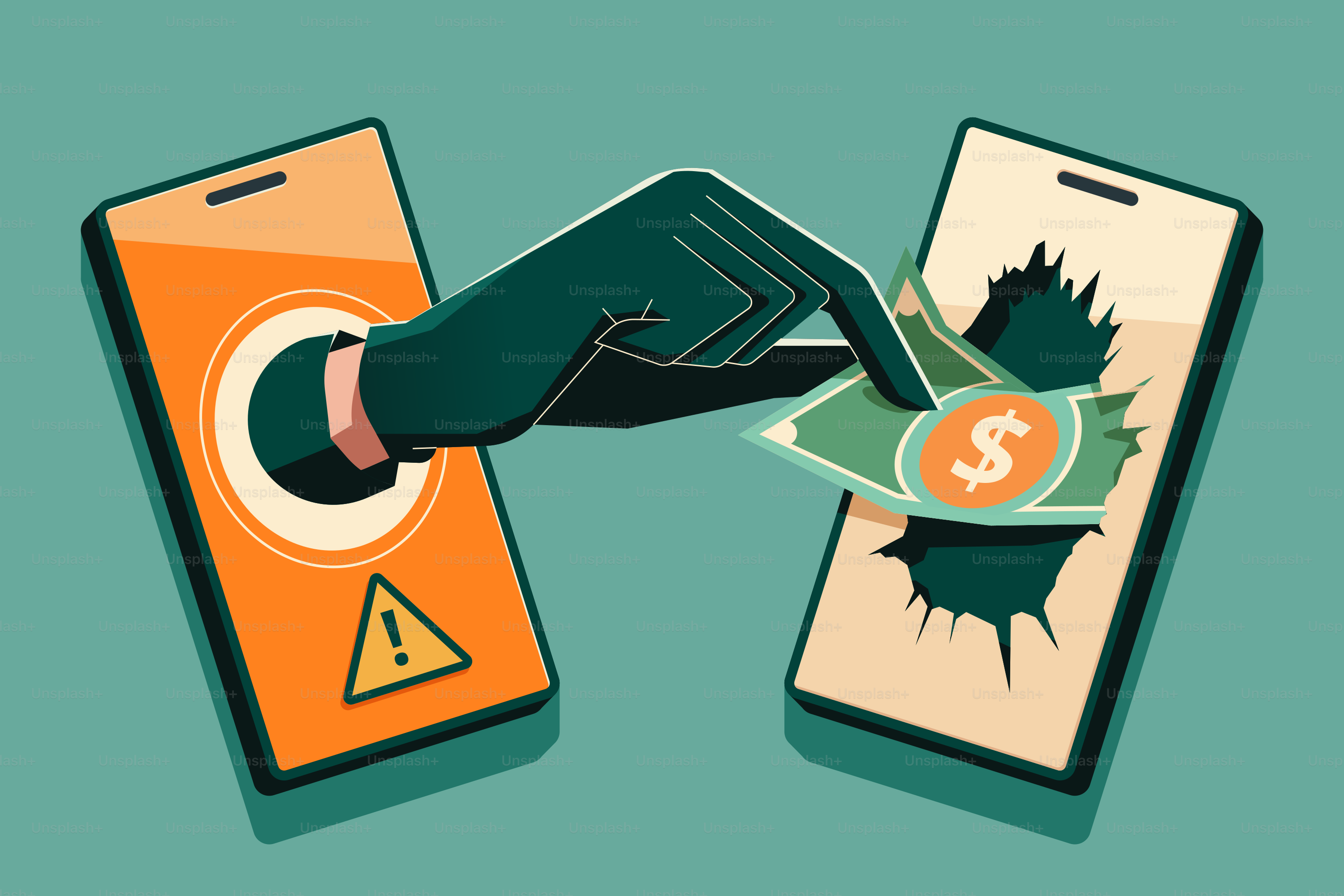 Una persona sosteniendo un teléfono del que sale dinero