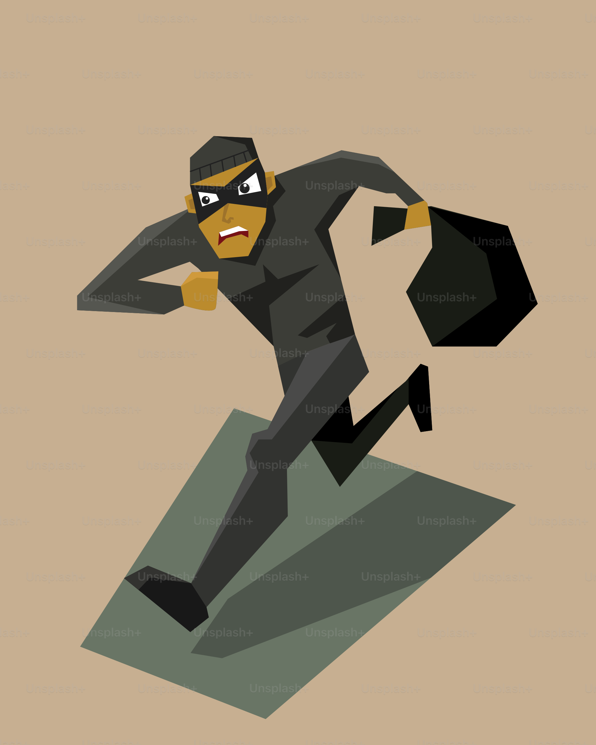 A man in a black suit is running