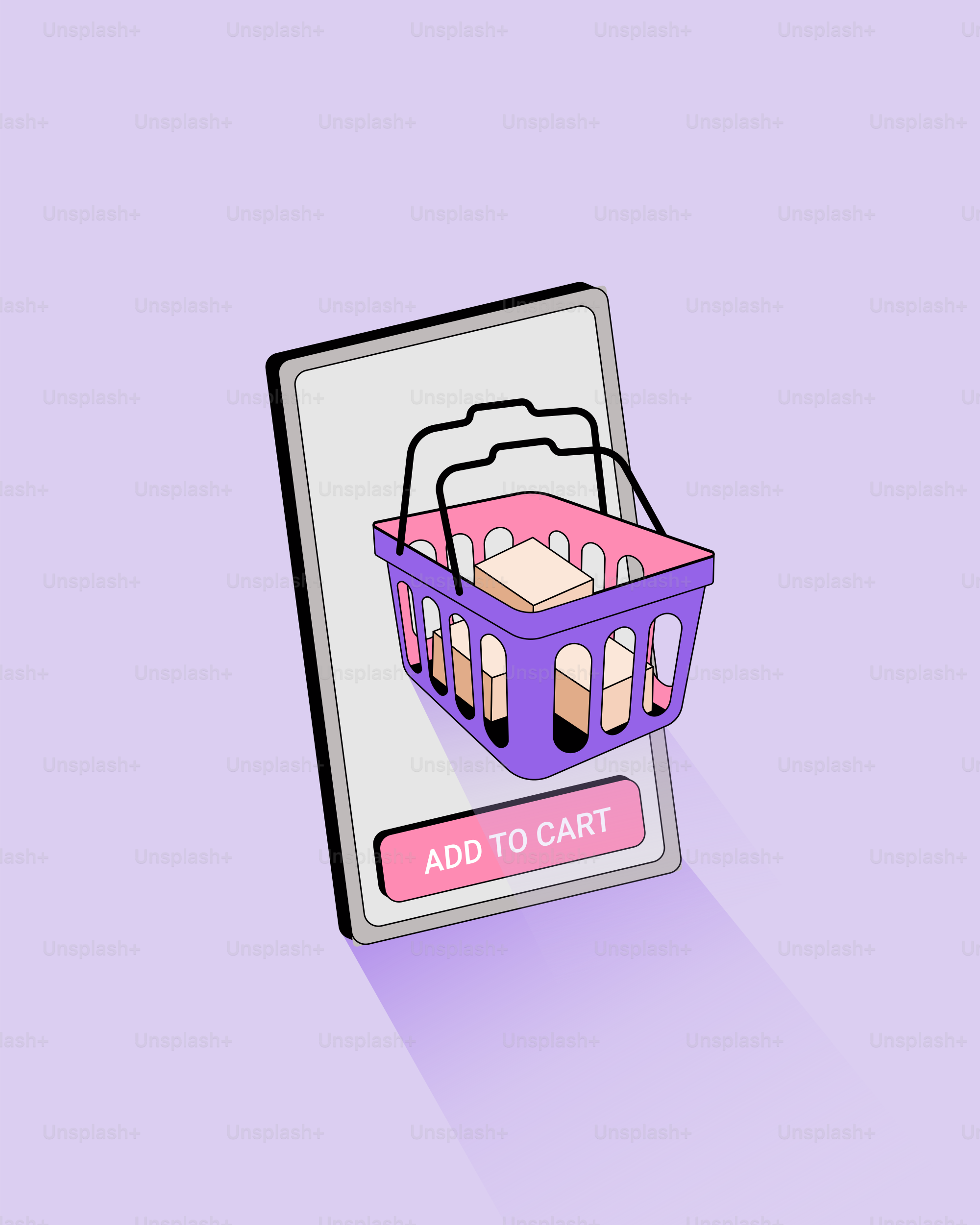 A card with a shopping basket on it