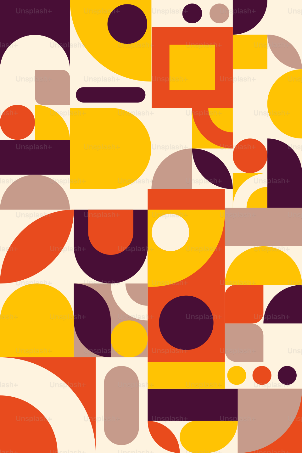 A colorful abstract pattern with circles and squares