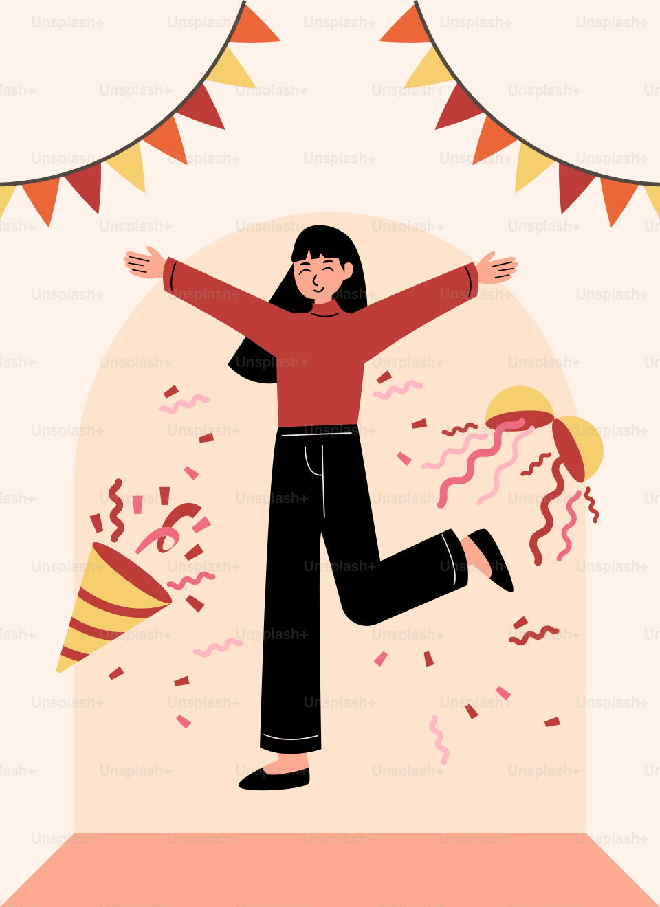 A woman jumping up into the air with her arms outstretched