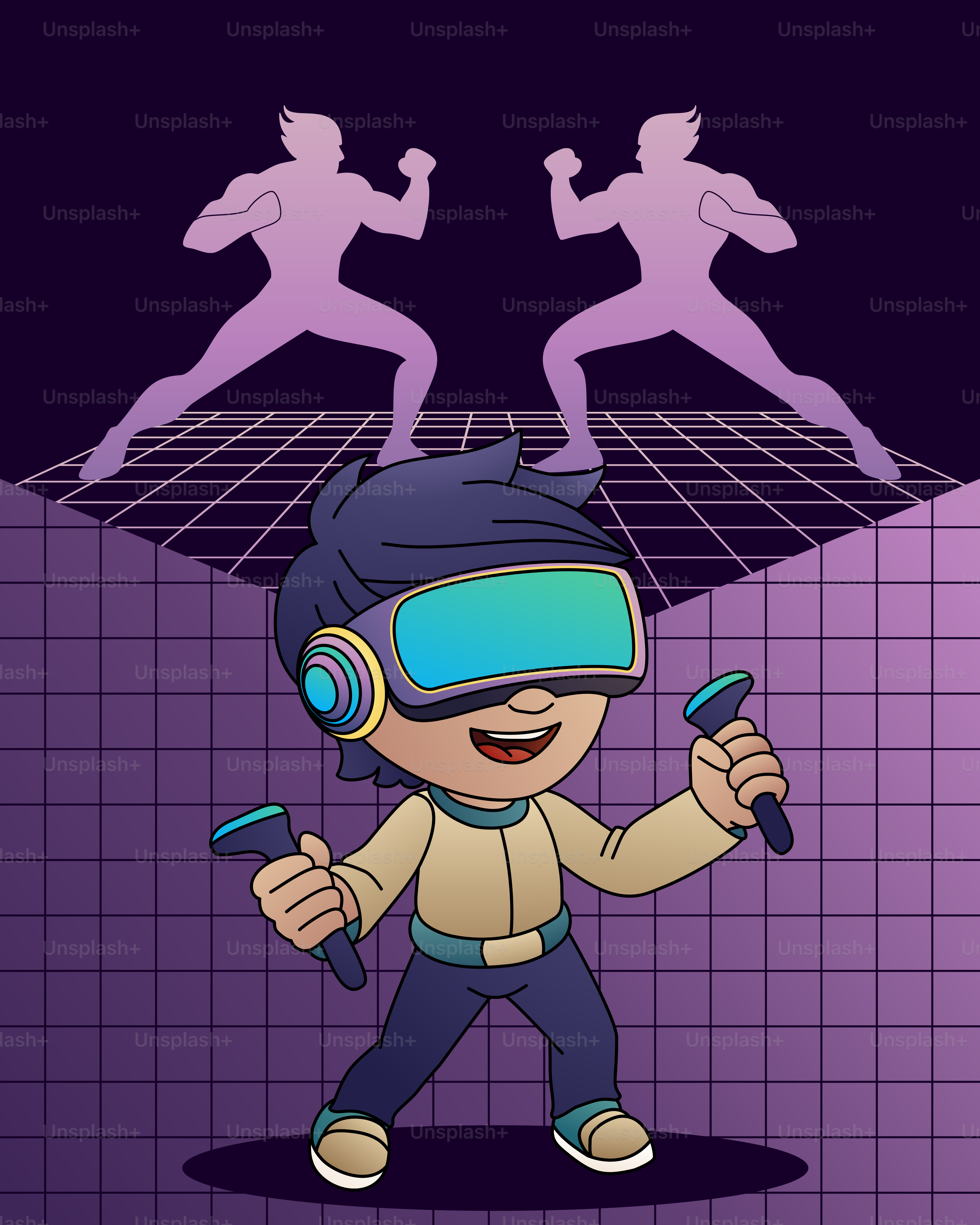 A cartoon character with headphones and a pair of headphones