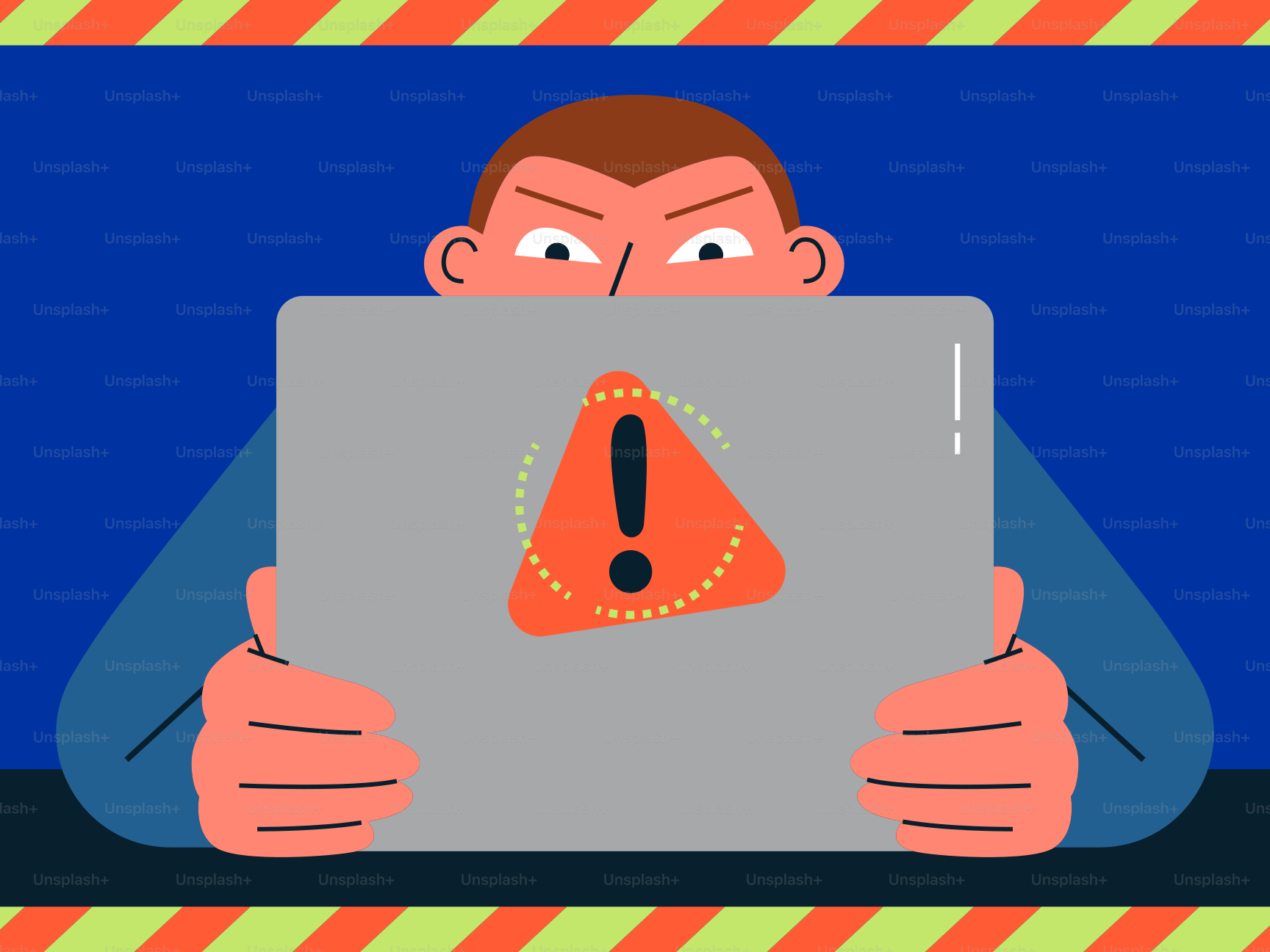 A man holding a tablet with a question mark on it