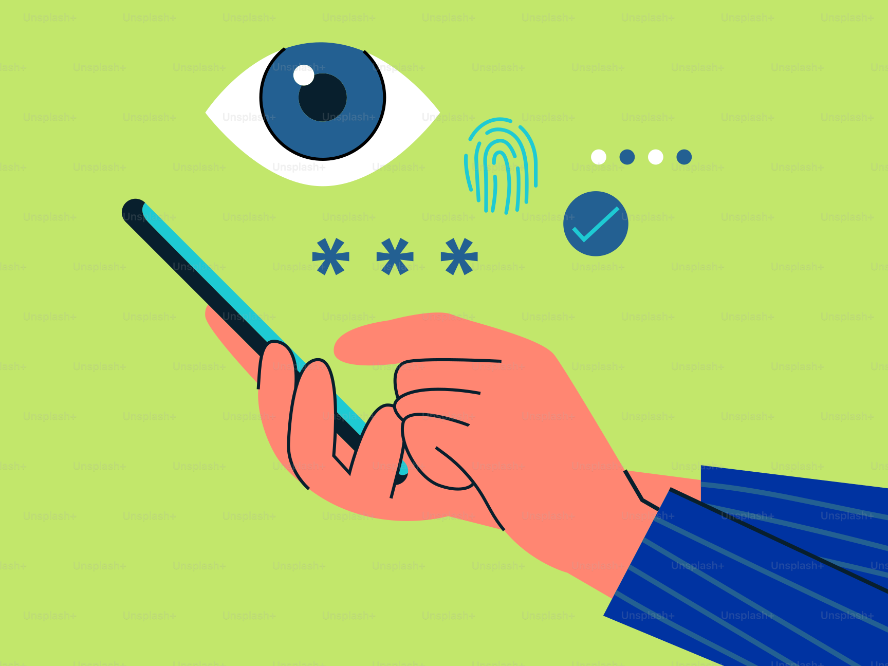 Una mano che tiene uno smartphone davanti a un occhio