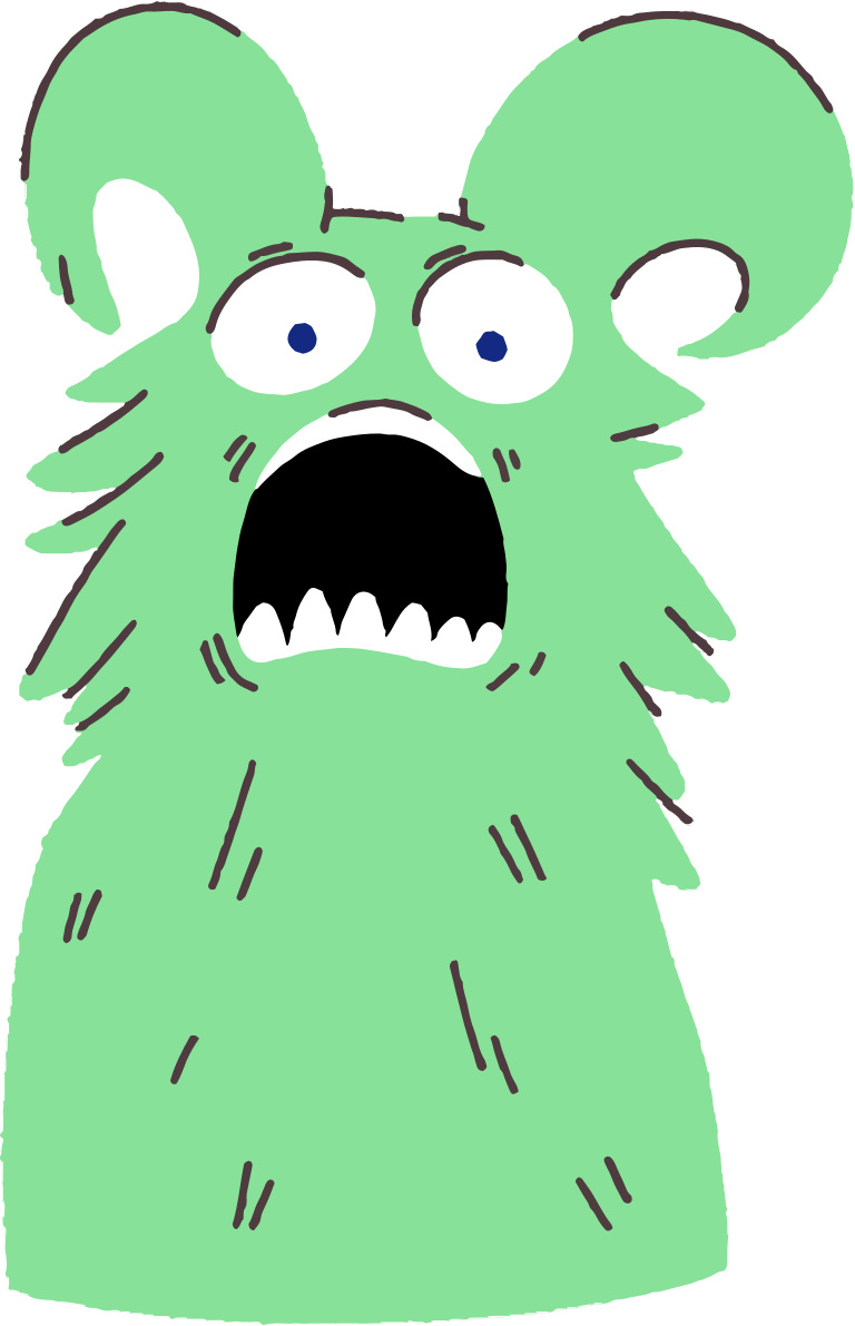 A green monster with its mouth wide open