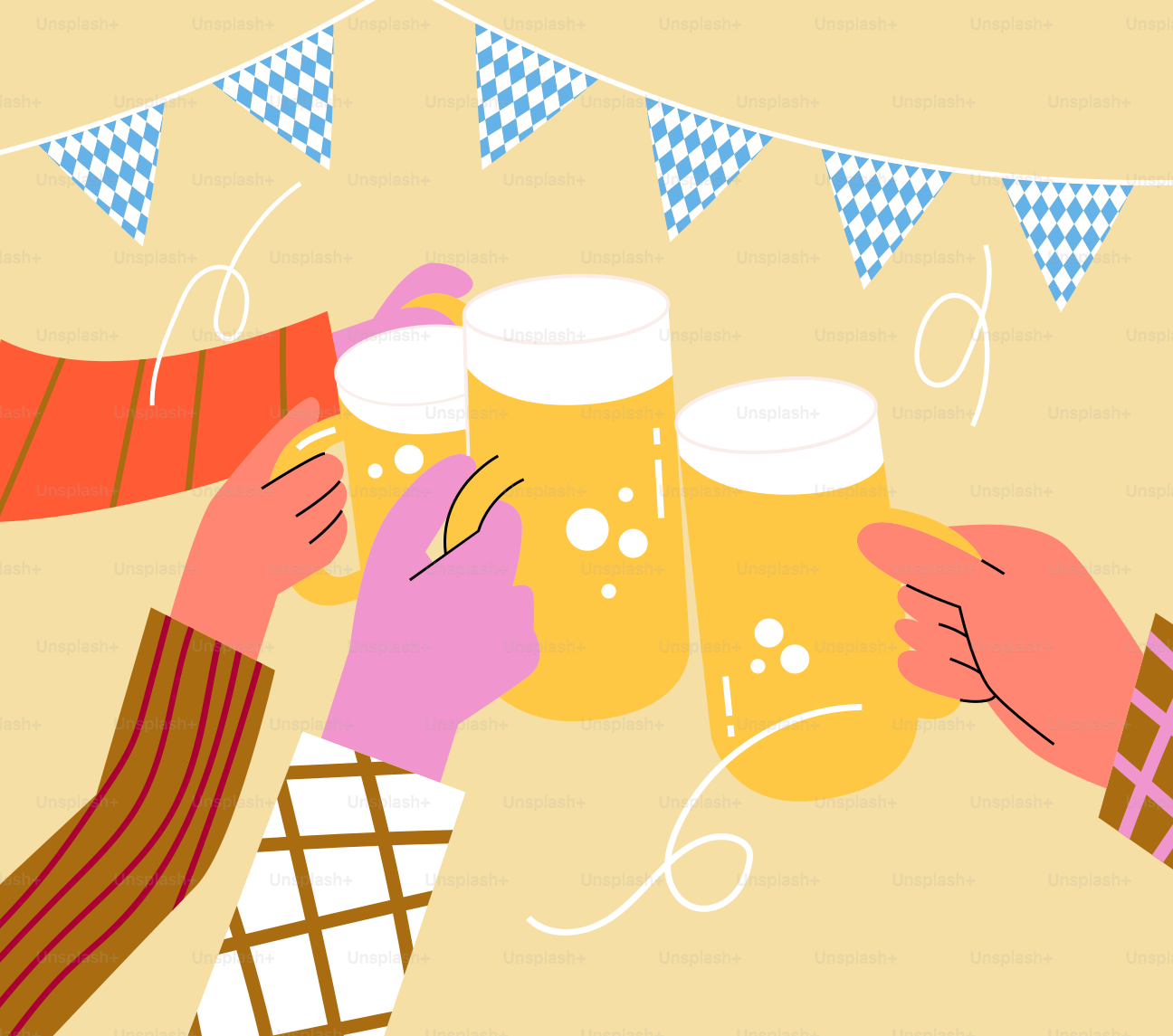 A group of people toasting with glasses of beer