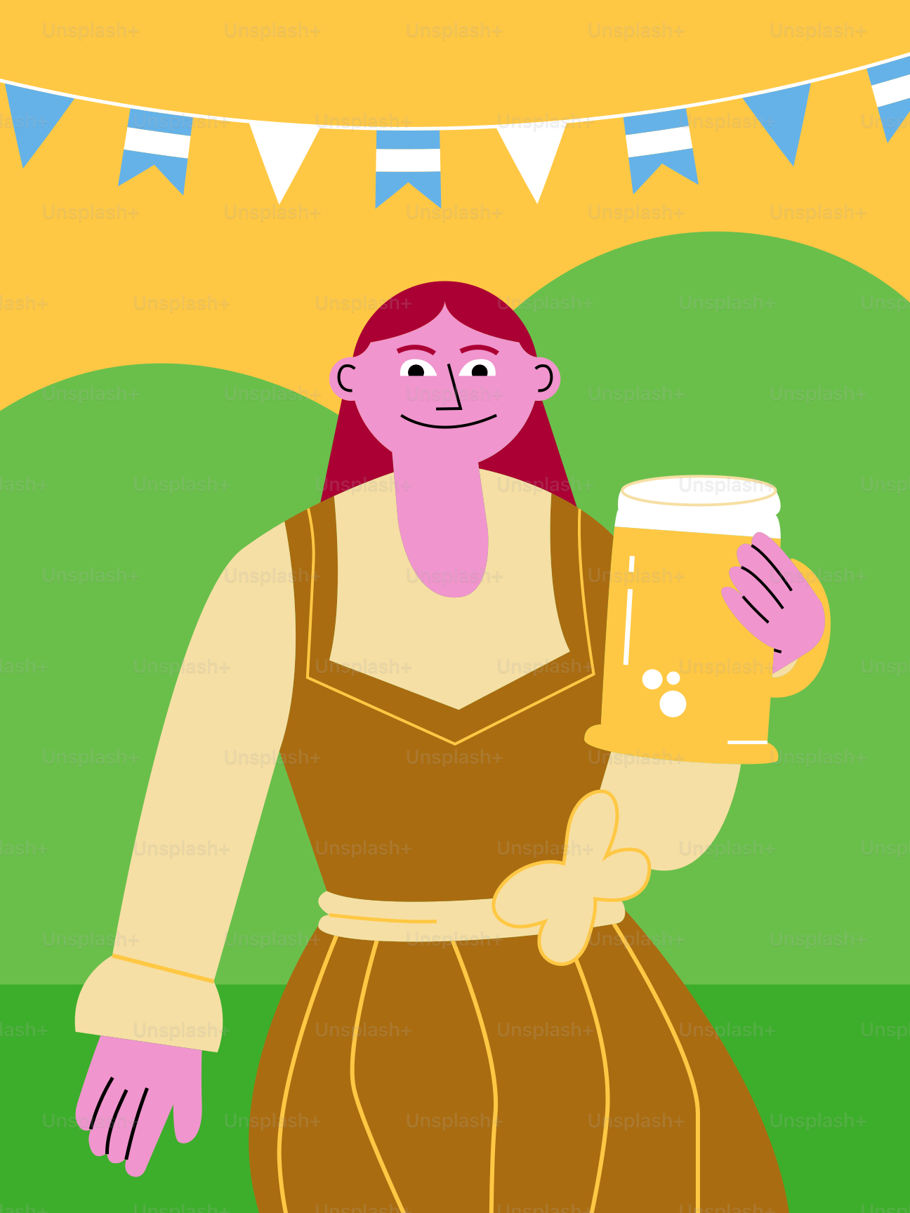 Une femme tient une chope de bière