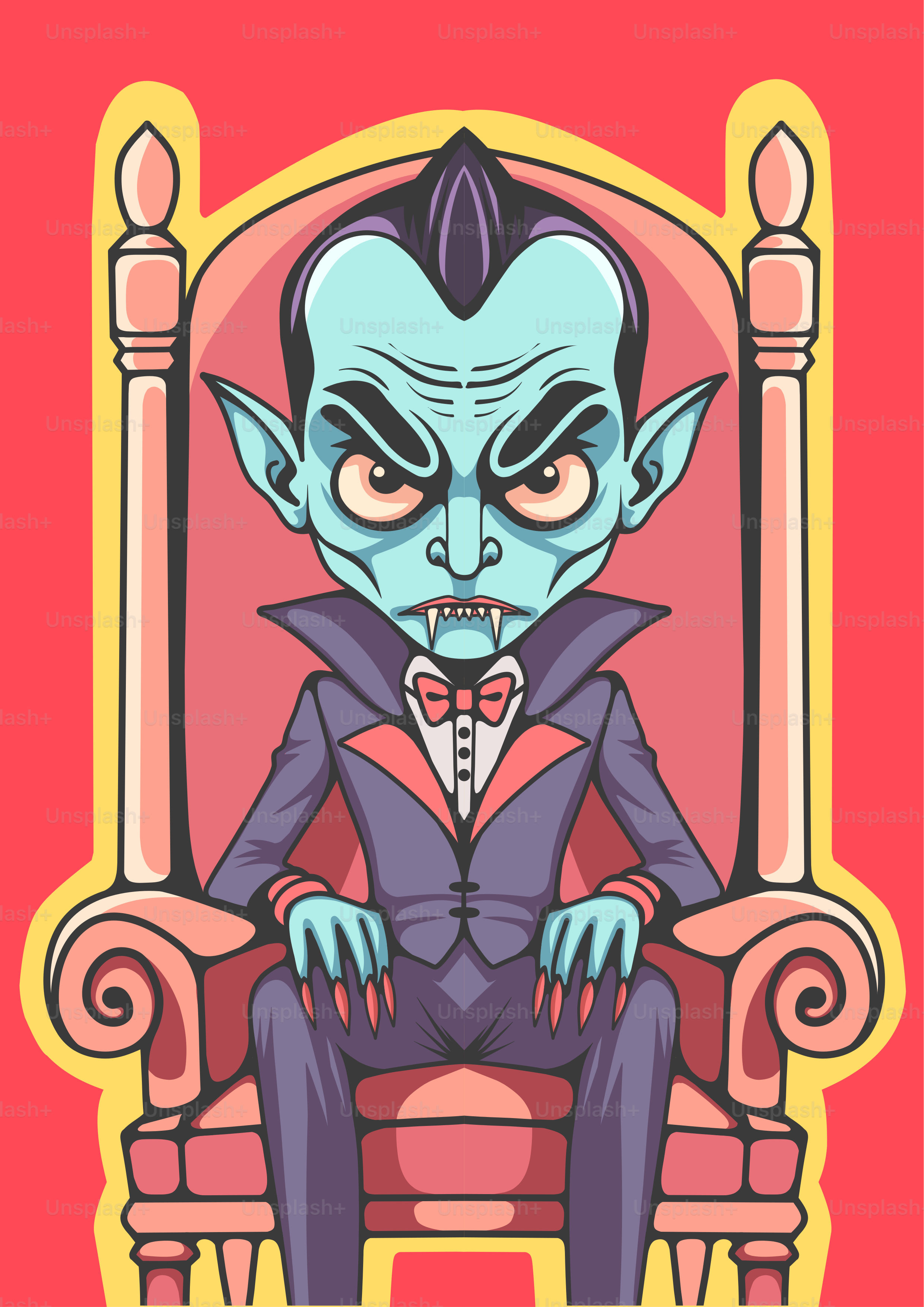 A cartoon character is sitting in a chair