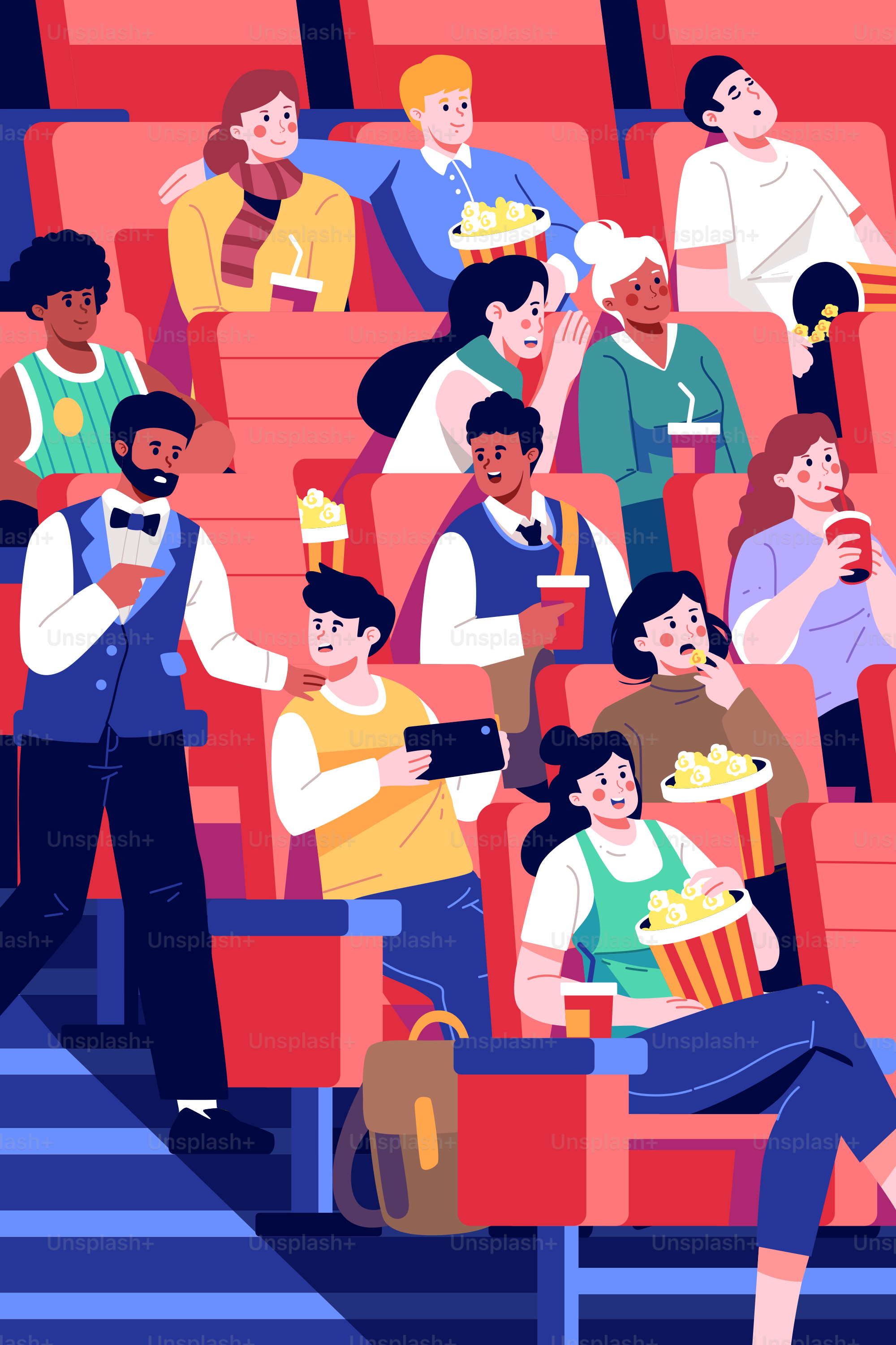 A crowd of people sitting in a movie theater