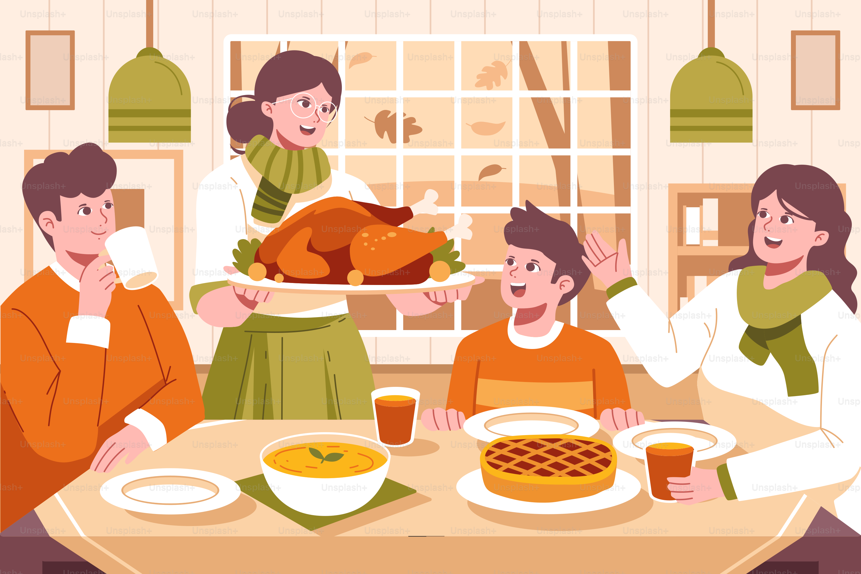 A group of people sitting around a table with a turkey on it vector – Family  Image on Unsplash, image size:3000x2000