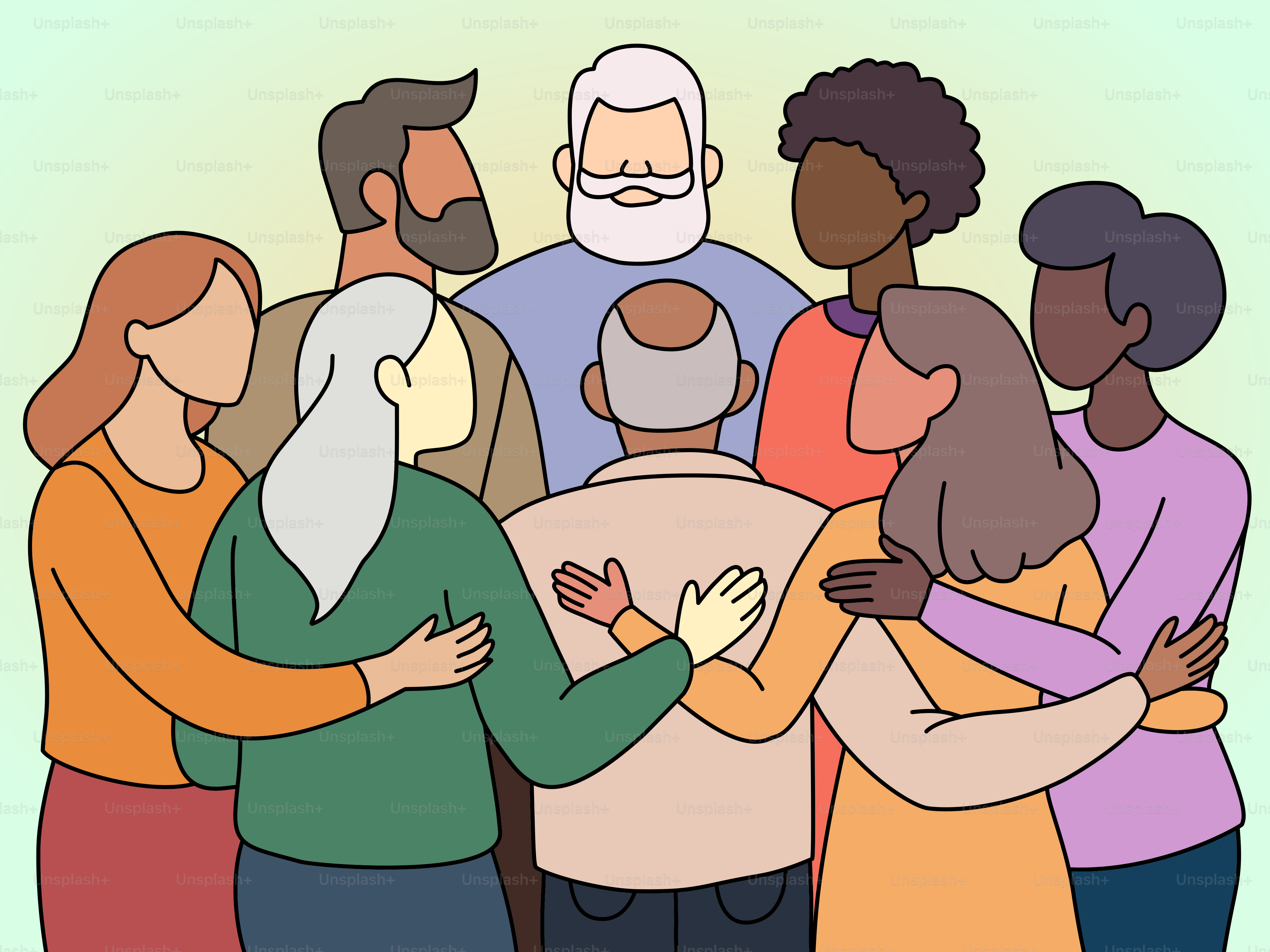 Eine Gruppe von Menschen, die nebeneinander stehen