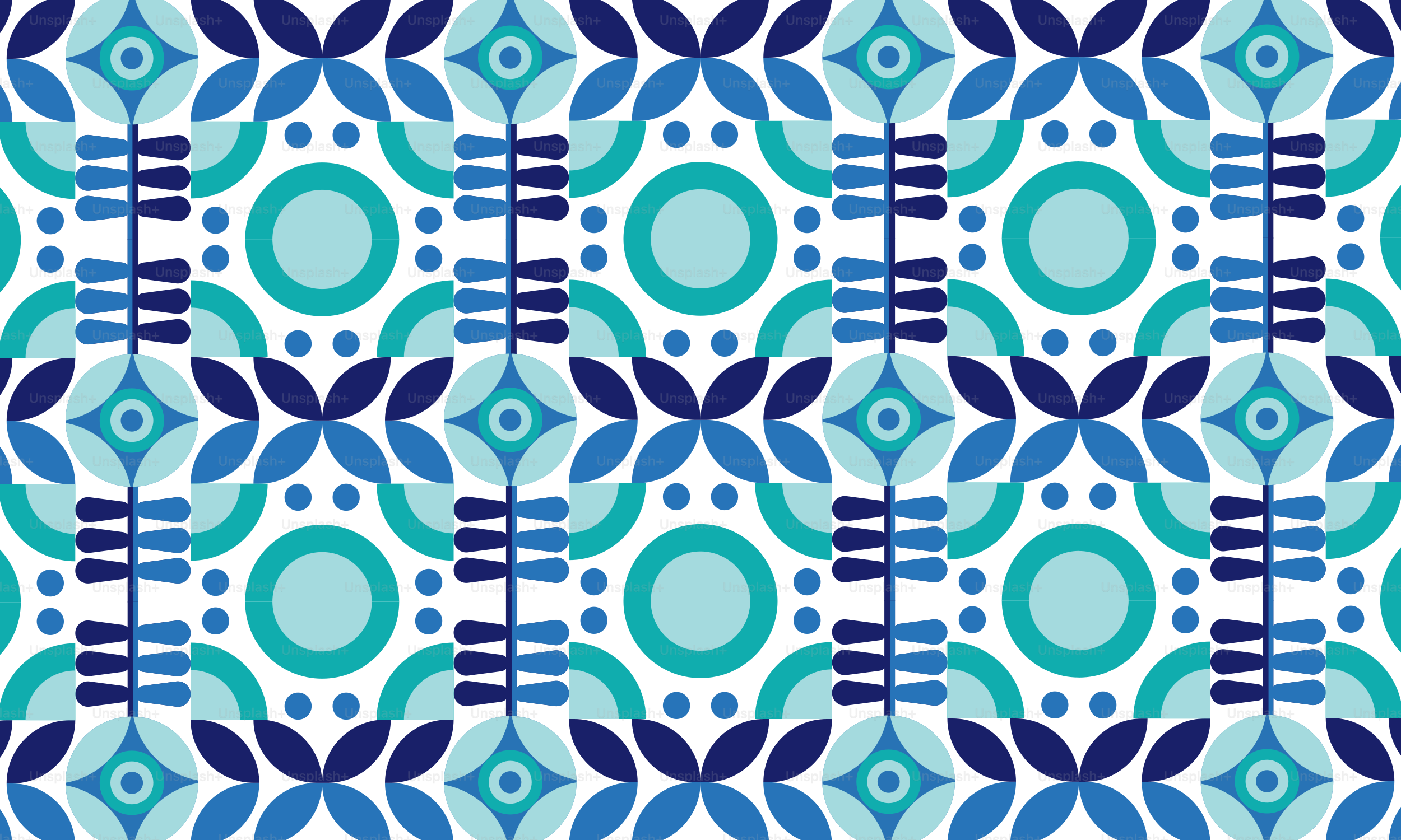 A blue and white pattern with circles