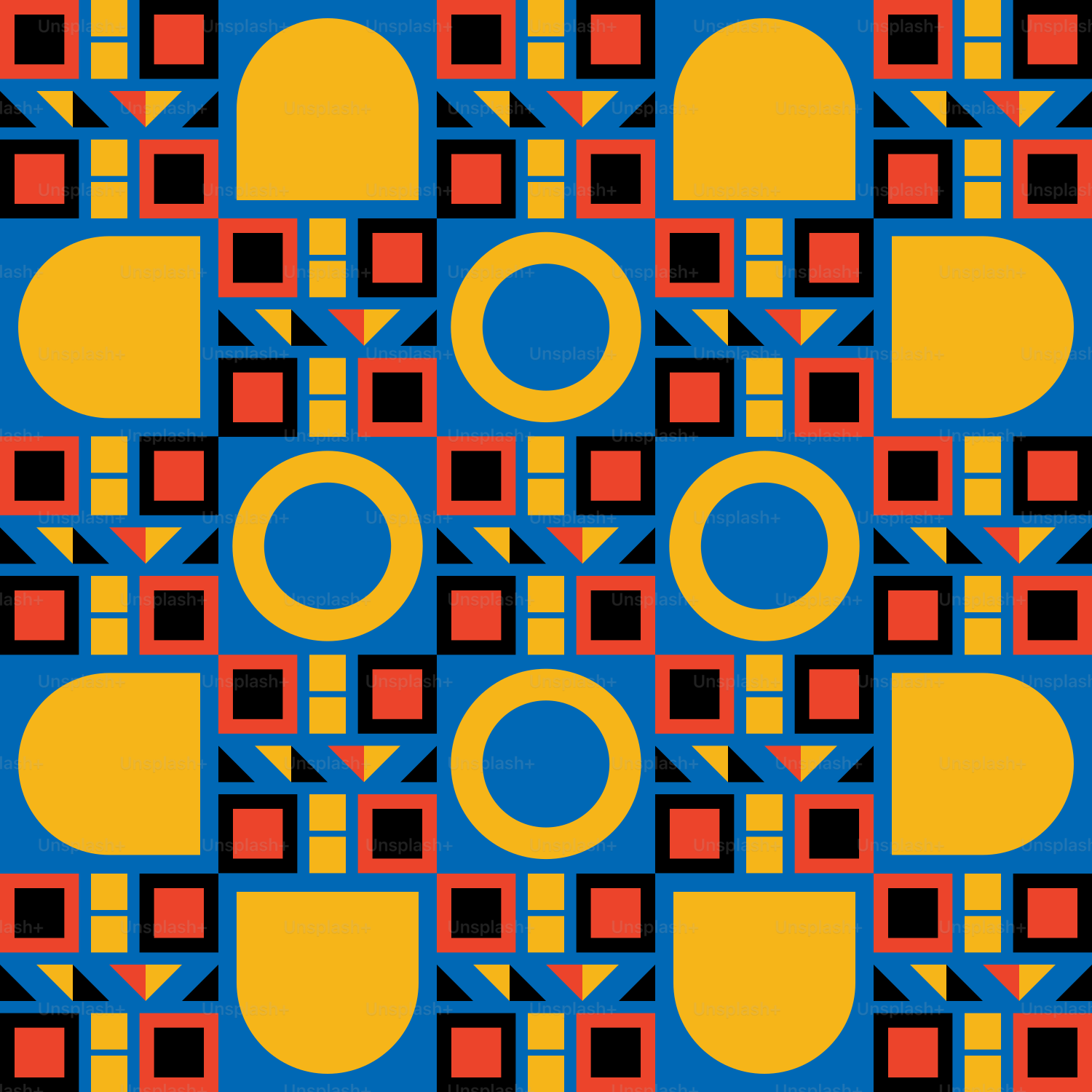 Ein abstraktes Design in Blau, Gelb und Rot