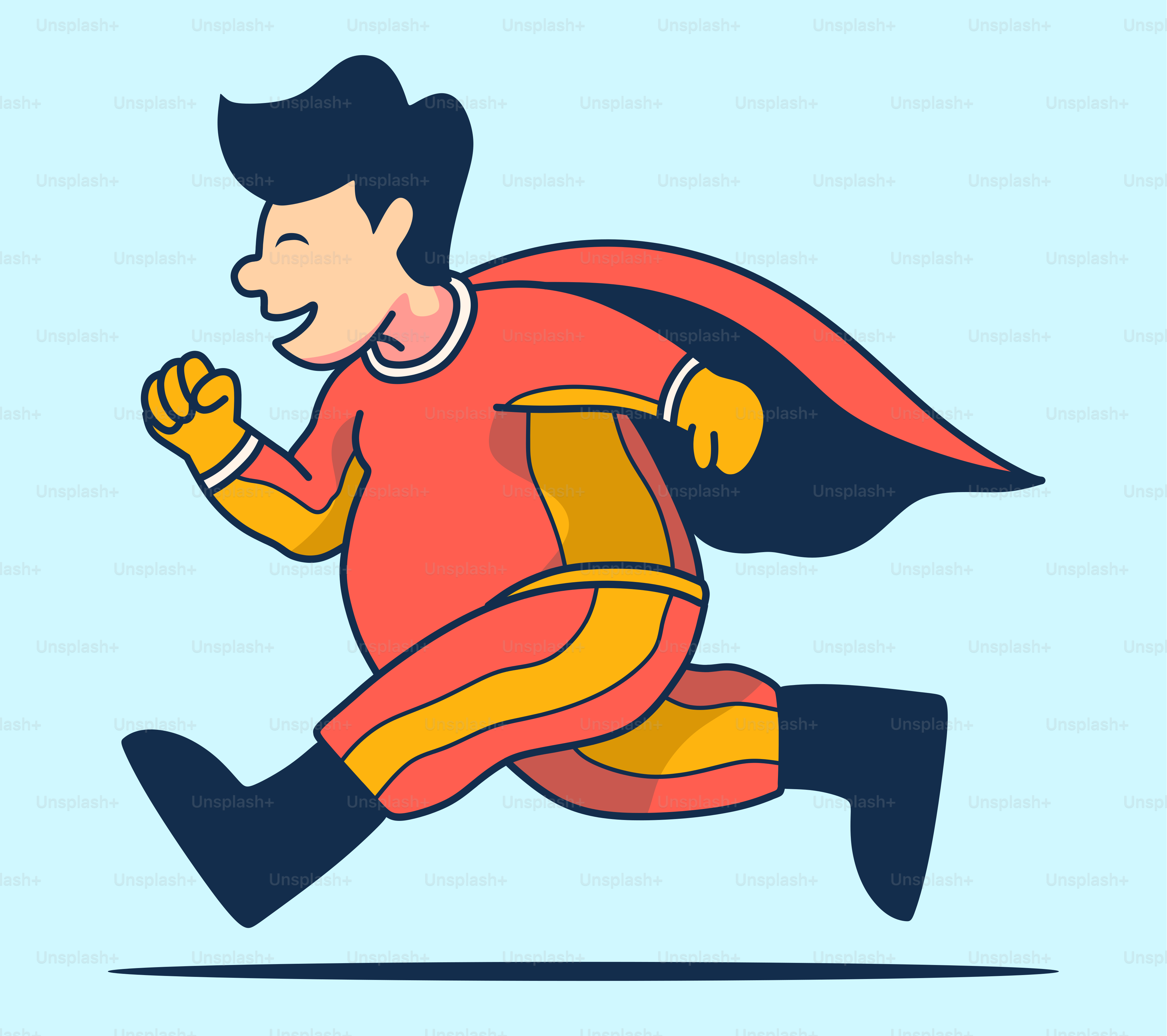A man running with a cape on his head