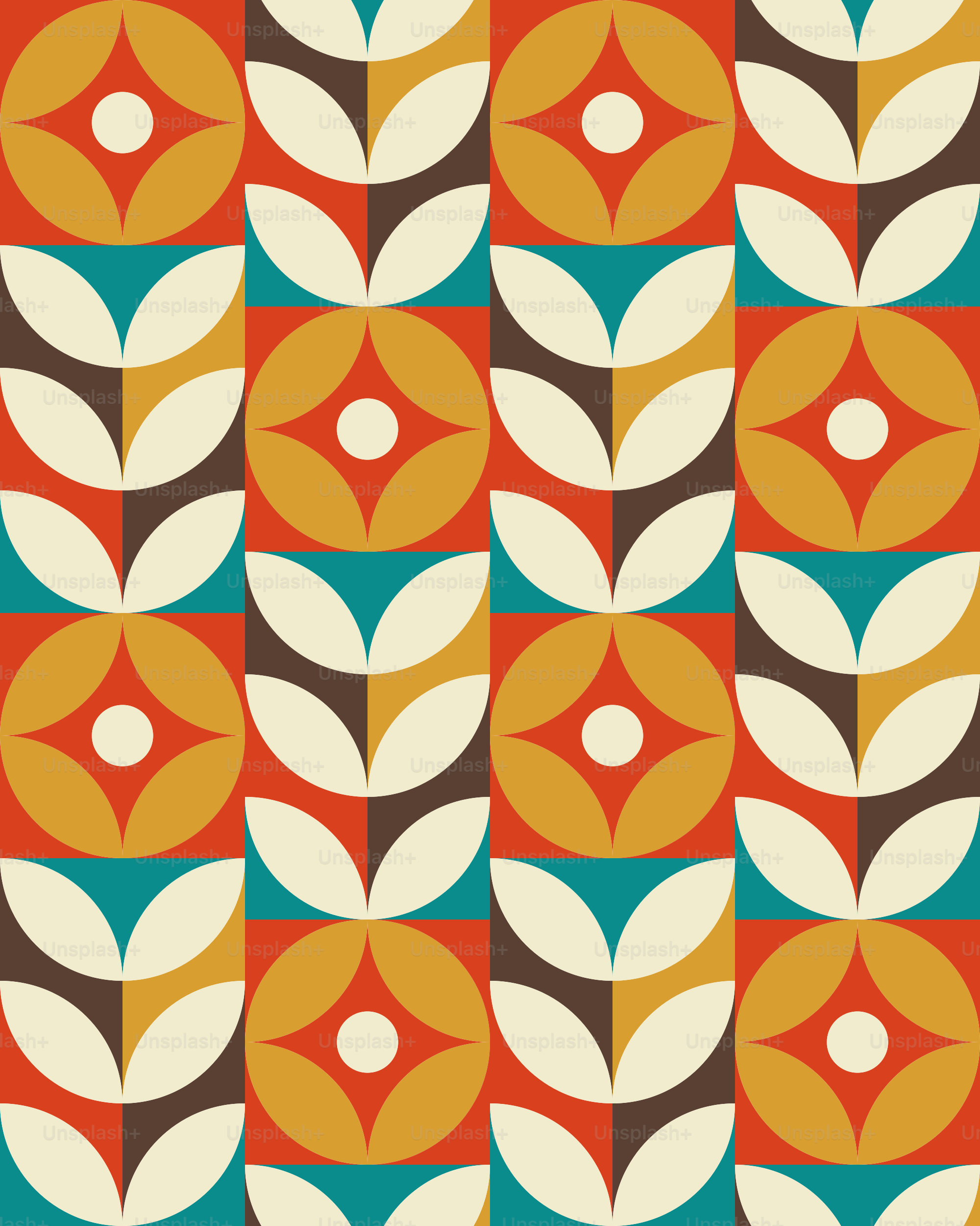 Un motif coloré avec des cercles sur fond rouge