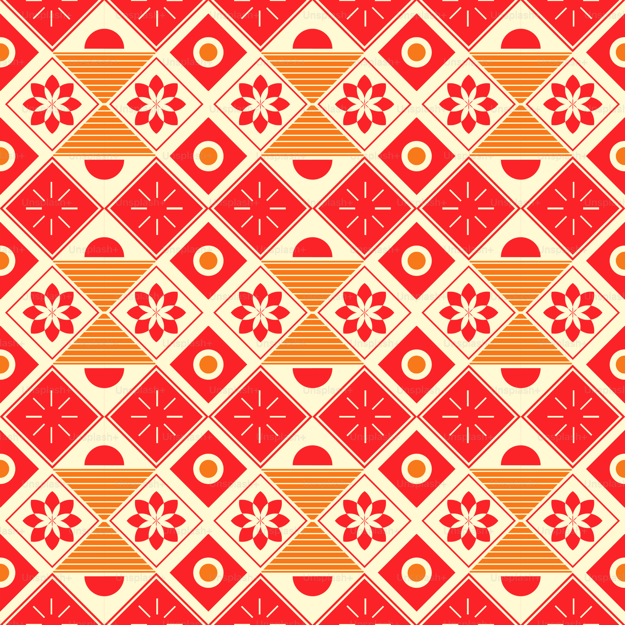 赤と黄色の幾何学模様